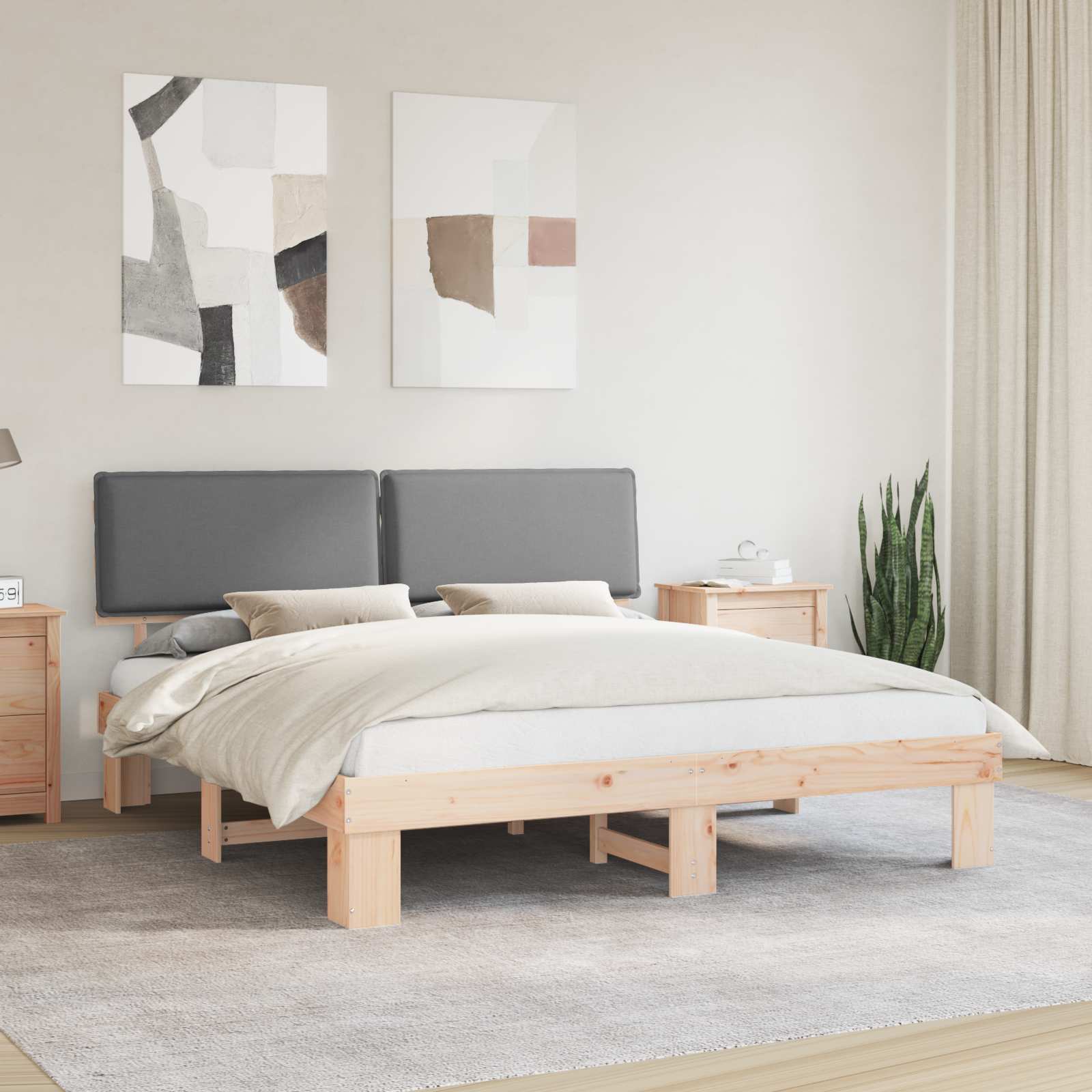 Bedframe met Gevoerd Hoofdgedeelte Lichtgrijs 180 x 200 cm is nu te koop bij PeponiXL, paradijselijk wonen!
