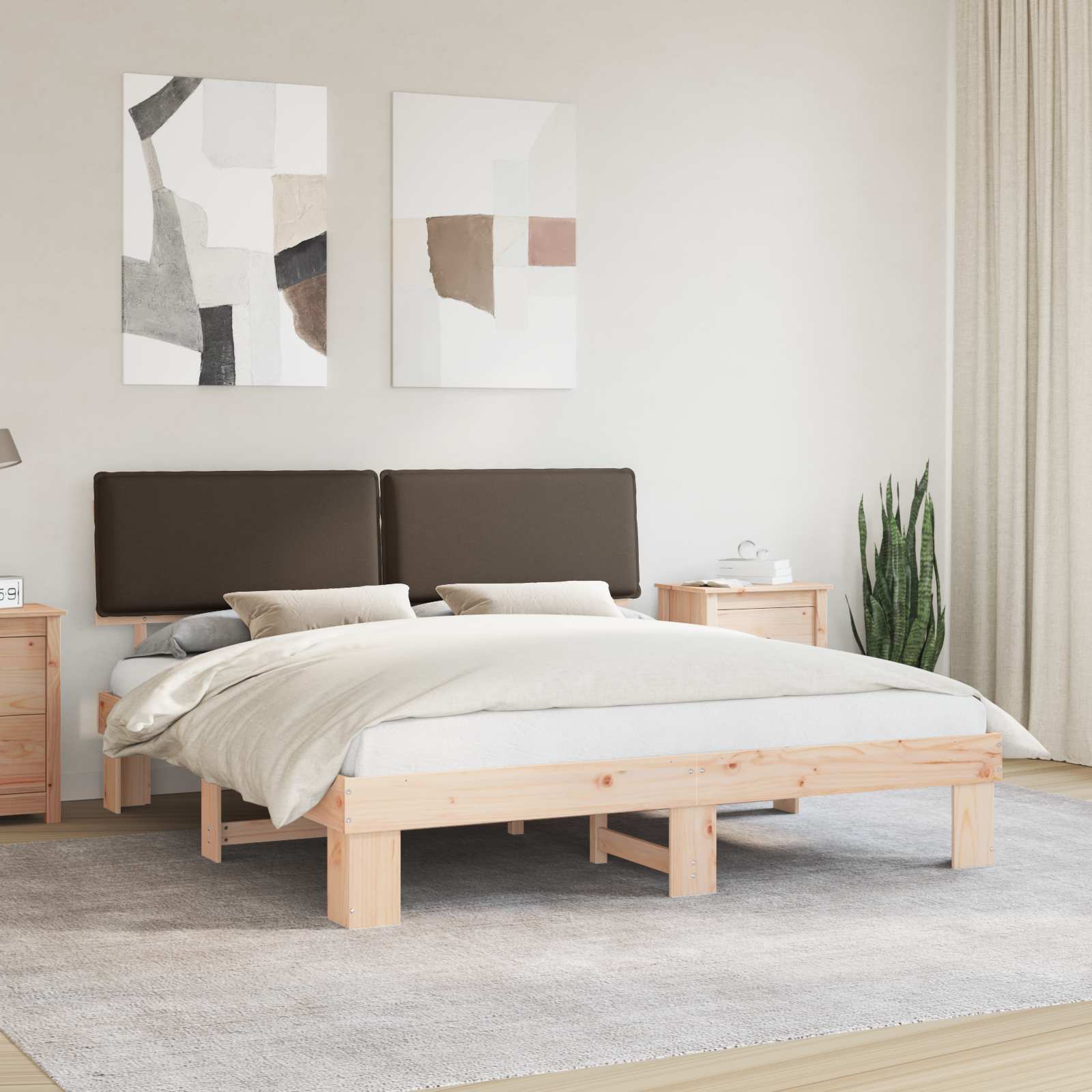 Bedframe met Gevoerd Hoofdgedeelte Taupe 180 x 200 cm is nu te koop bij PeponiXL, paradijselijk wonen!