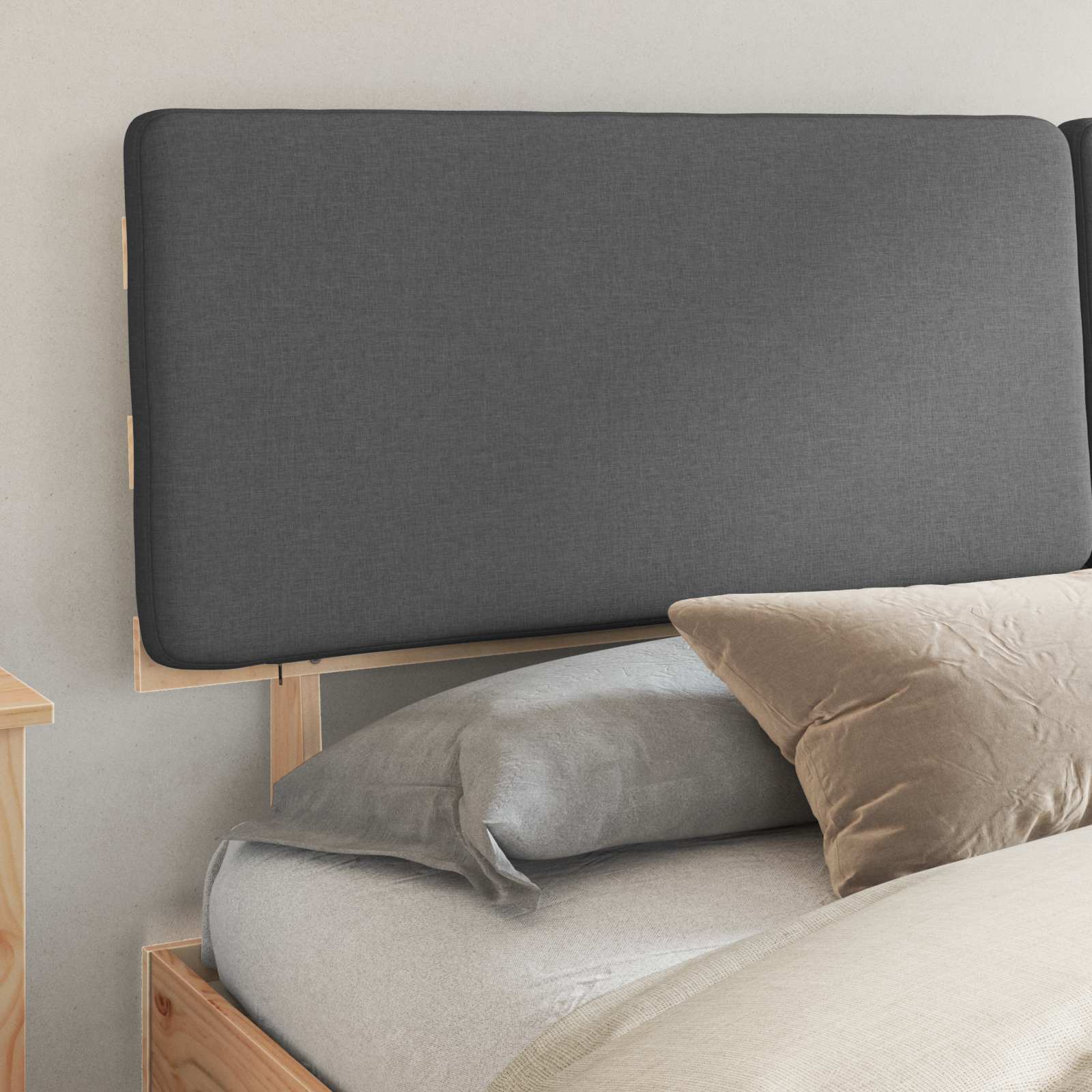 Bedframe met Gevoerd Hoofdgedeelte Donkergrijs 200 x 200 cm is nu te koop bij PeponiXL, paradijselijk wonen!