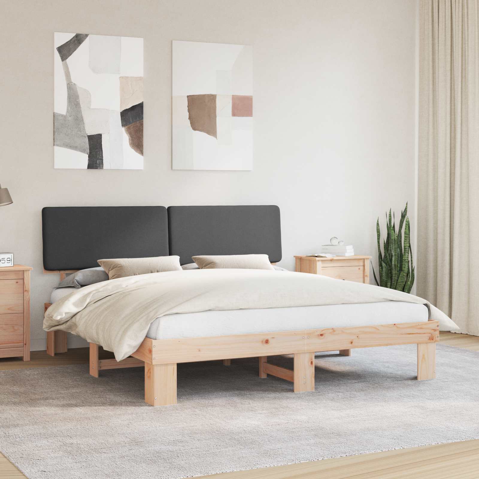 Bedframe met Gevoerd Hoofdgedeelte Donkergrijs 200 x 200 cm is nu te koop bij PeponiXL, paradijselijk wonen!