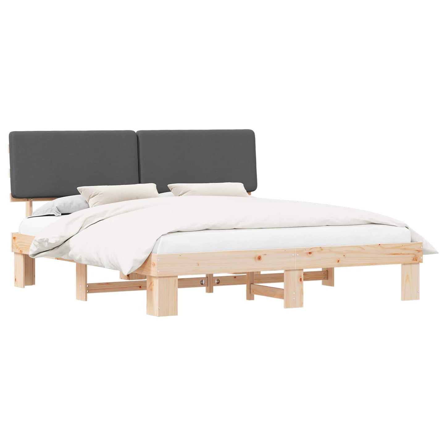 Bedframe met Gevoerd Hoofdgedeelte Donkergrijs 200 x 200 cm is nu te koop bij PeponiXL, paradijselijk wonen!