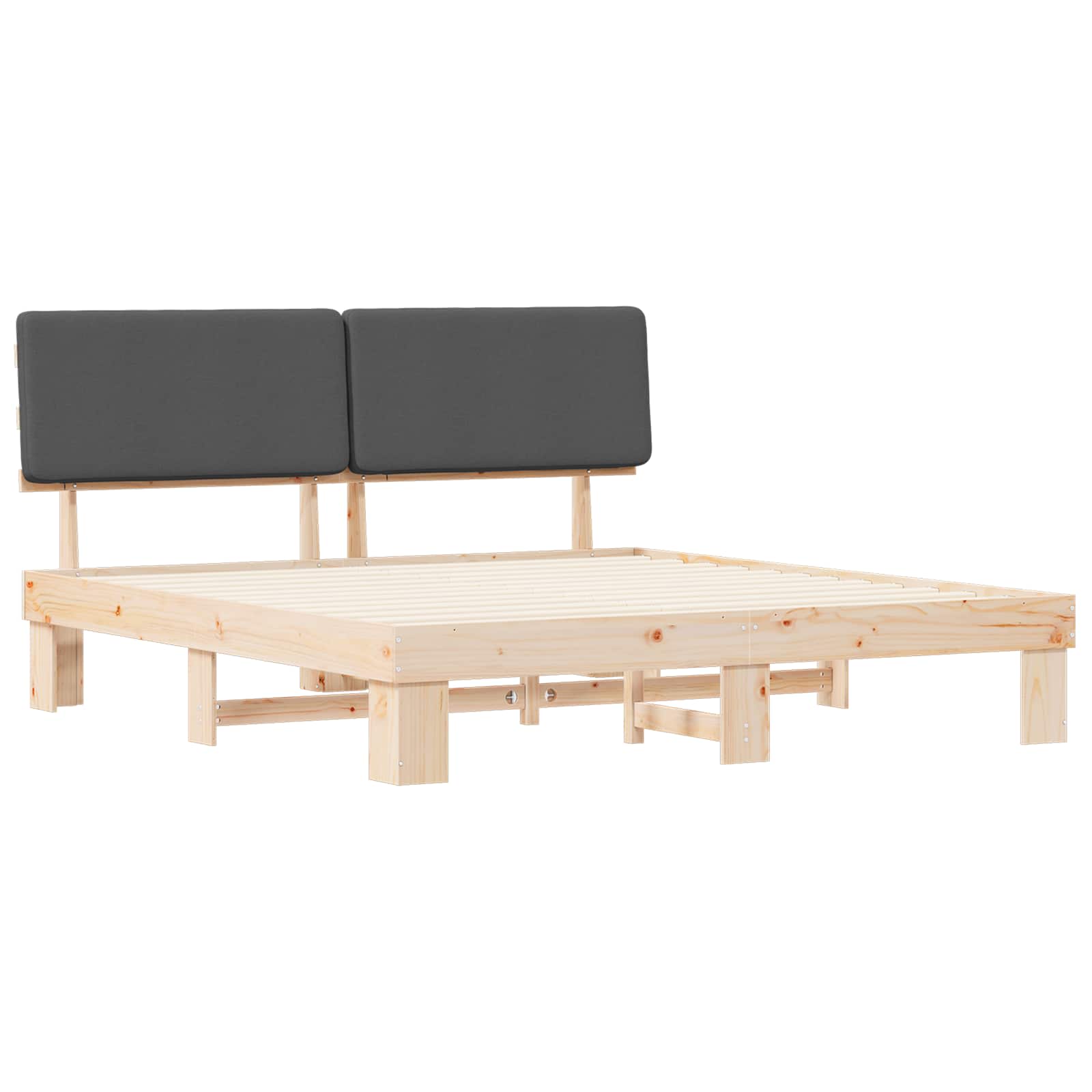 Bedframe met Gevoerd Hoofdgedeelte Donkergrijs 200 x 200 cm is nu te koop bij PeponiXL, paradijselijk wonen!