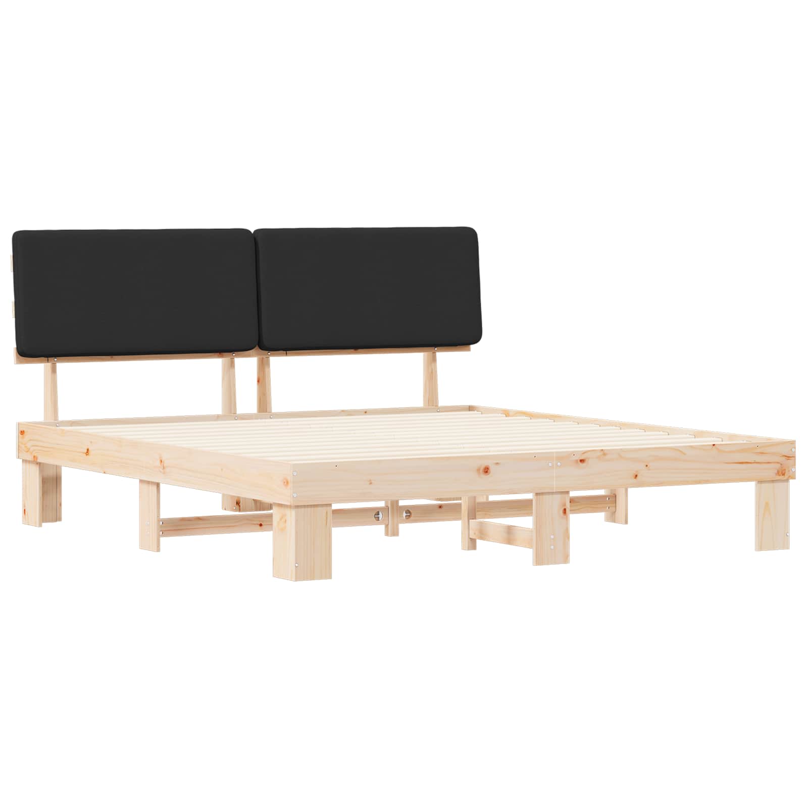 Bedframe met Gevoerd Hoofdgedeelte Zwart 200 x 200 cm is nu te koop bij PeponiXL, paradijselijk wonen!