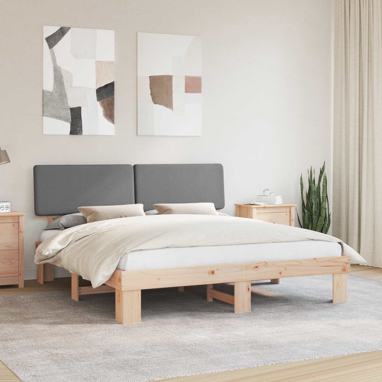 Bedframe met Gevoerd Hoofdgedeelte Lichtgrijs 180 x 200 cm is nu te koop bij PeponiXL, paradijselijk wonen!