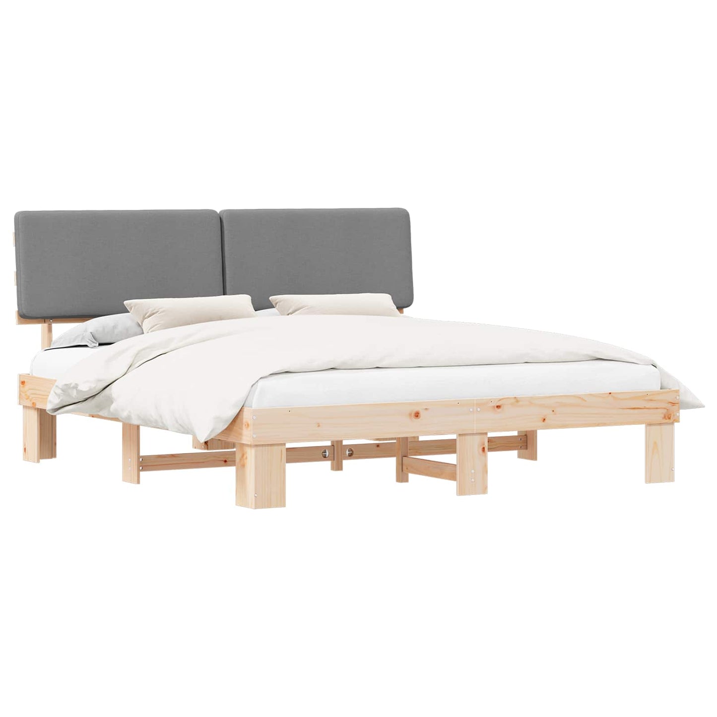 Bedframe met Gevoerd Hoofdgedeelte Lichtgrijs 180 x 200 cm is nu te koop bij PeponiXL, paradijselijk wonen!