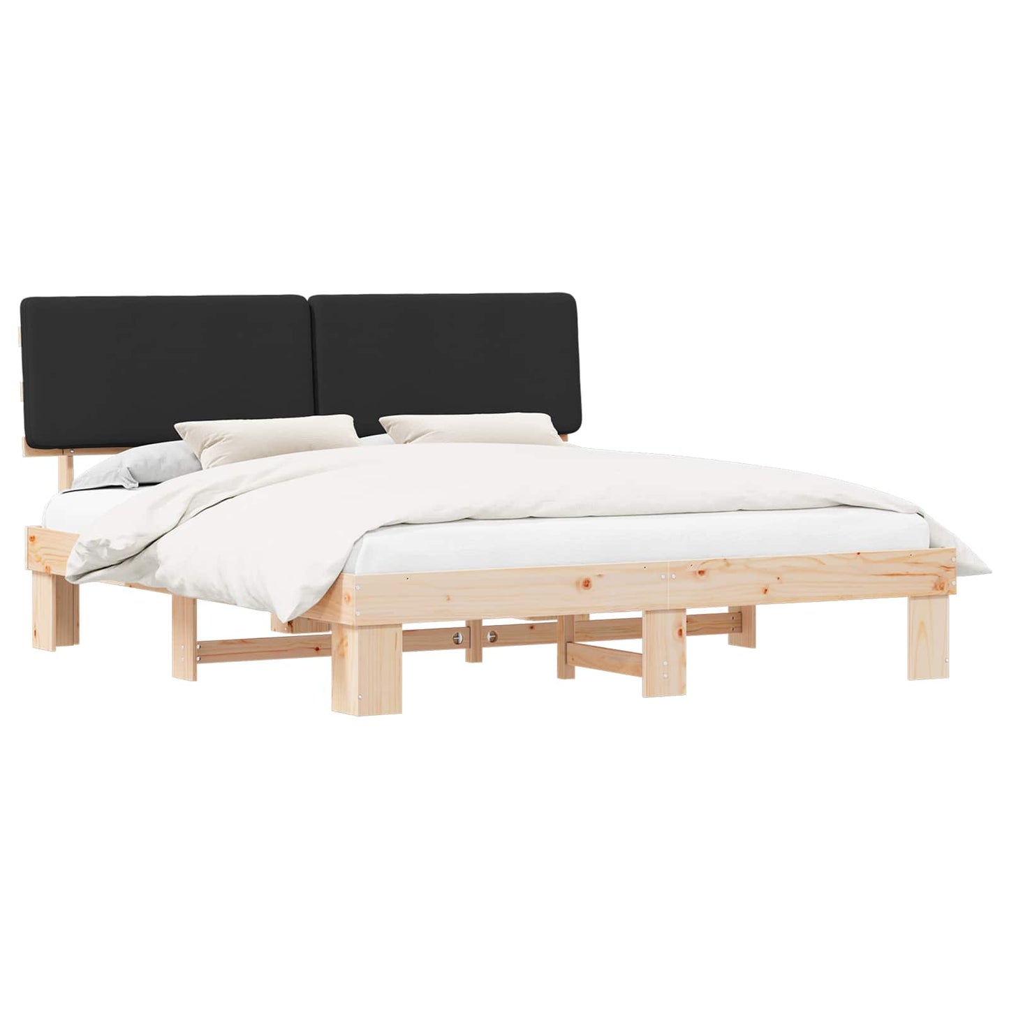 Bedframe met Gevoerd Hoofdgedeelte Zwart 180 x 200 cm is nu te koop bij PeponiXL, paradijselijk wonen!