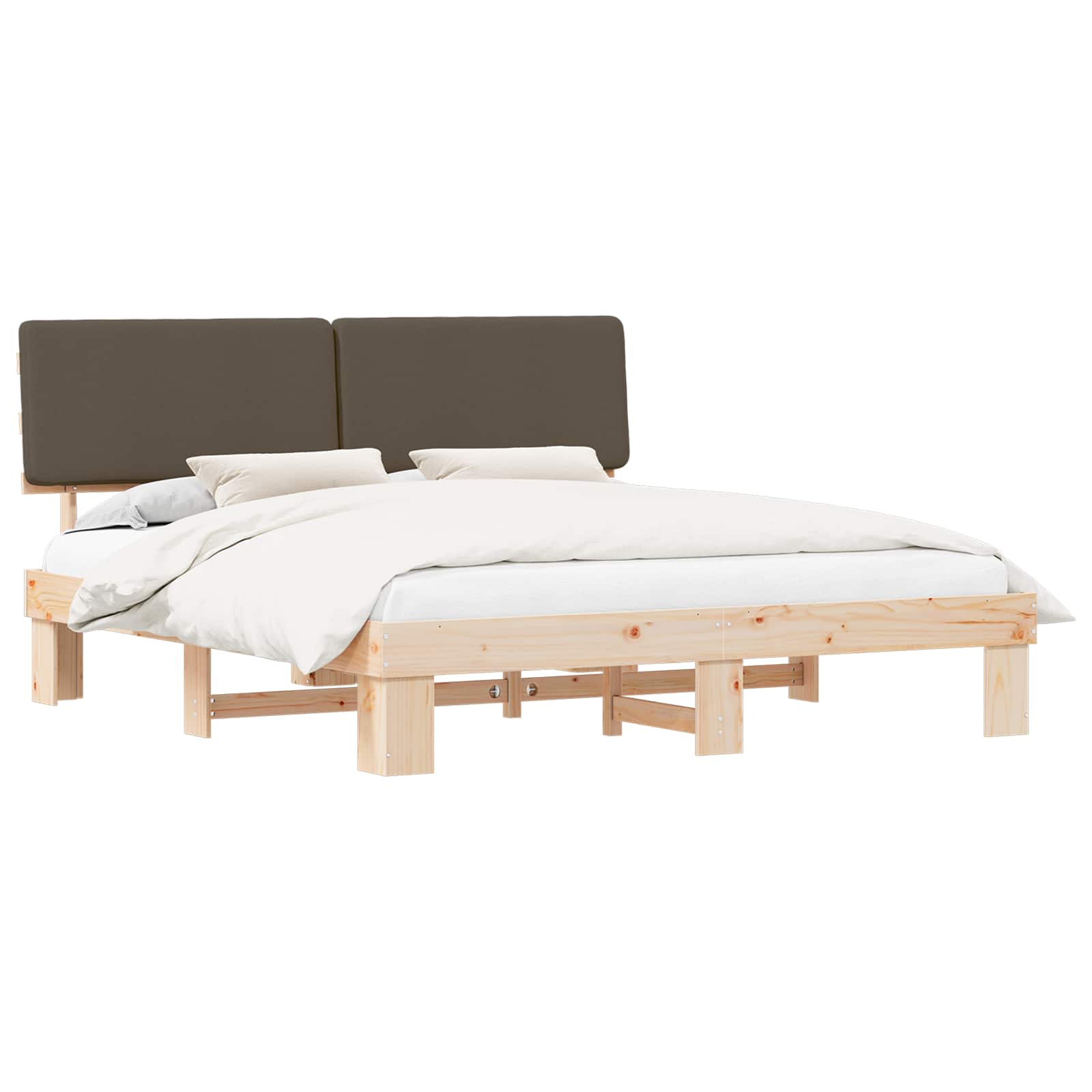 Bedframe met Gevoerd Hoofdgedeelte Taupe 180 x 200 cm is nu te koop bij PeponiXL, paradijselijk wonen!