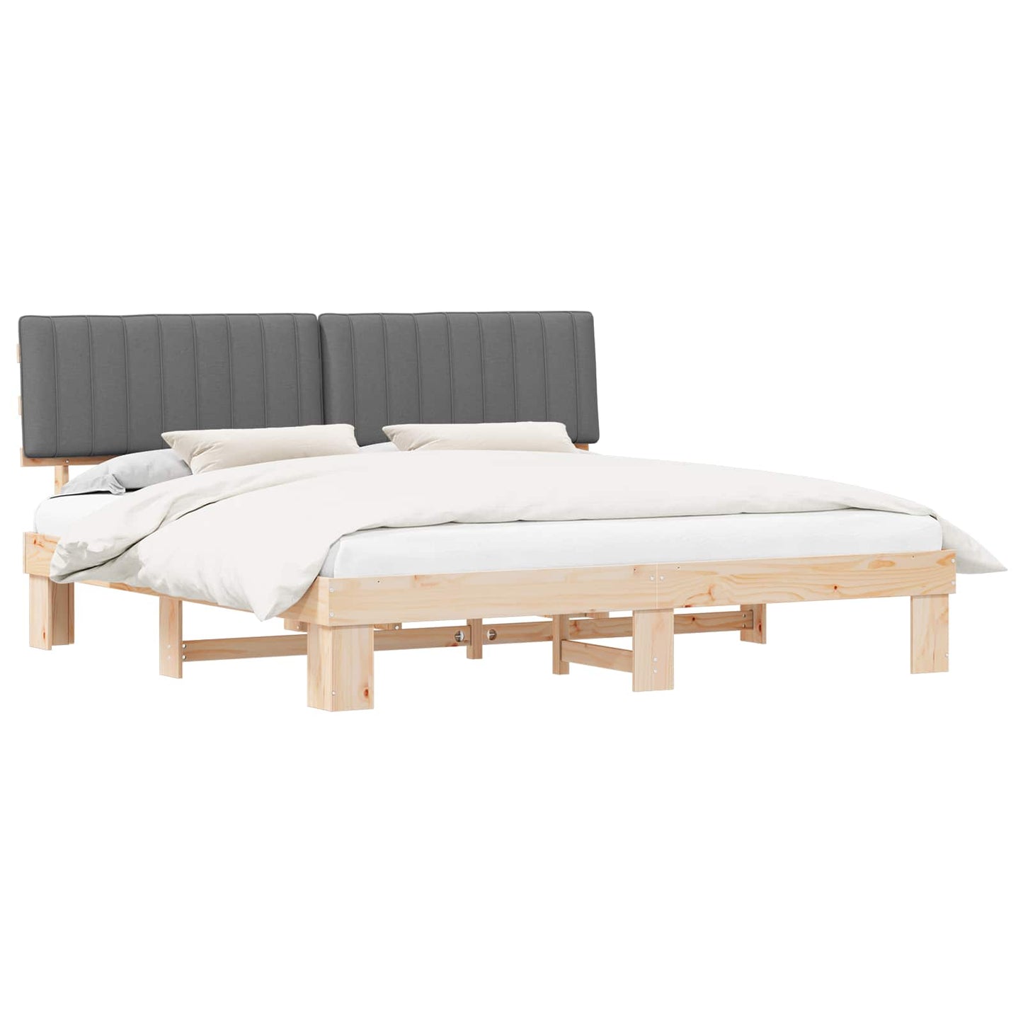 Bedframe met Gevoerd Hoofdgedeelte Lichtgrijs 200 x 200 cm is nu te koop bij PeponiXL, paradijselijk wonen!