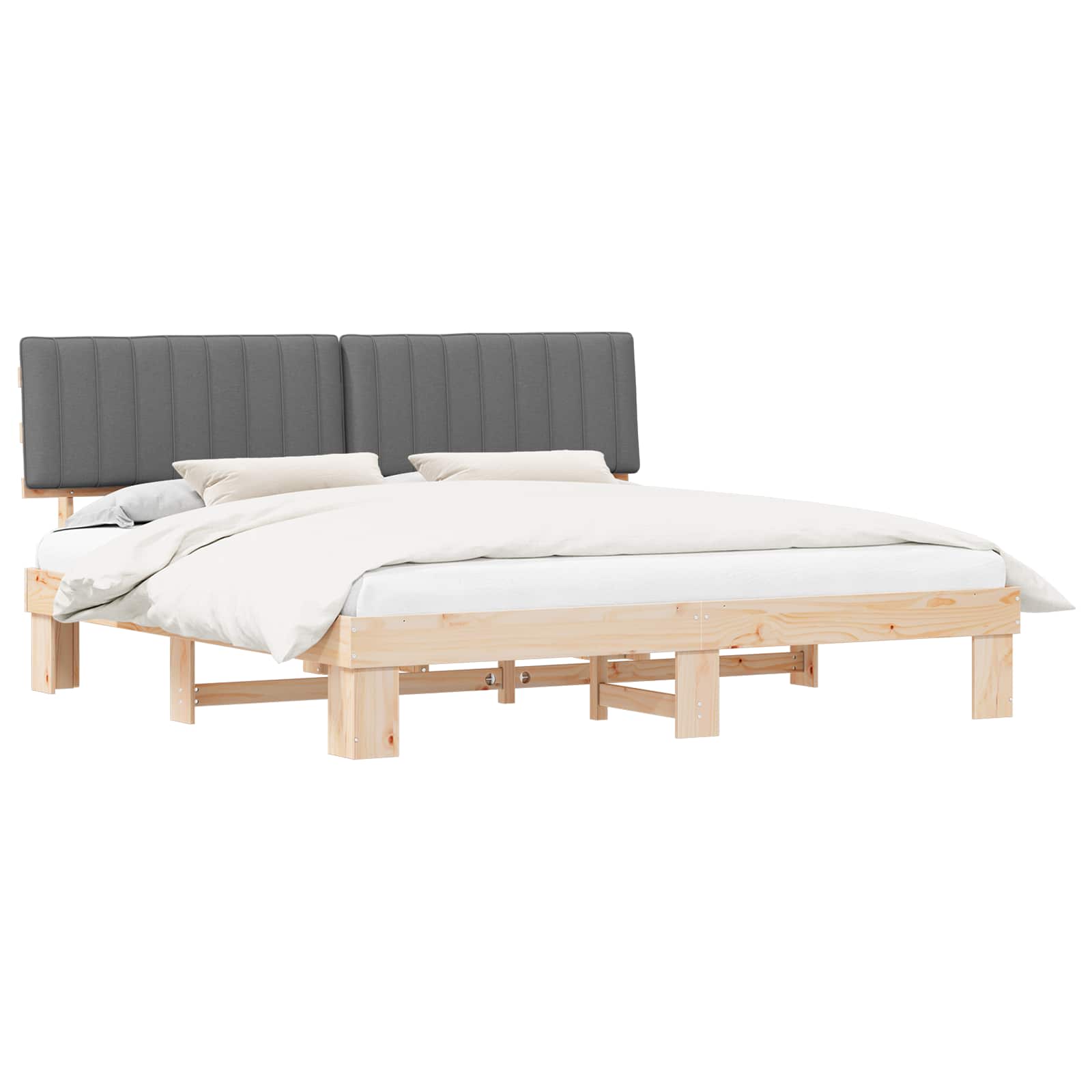 Bedframe met Gevoerd Hoofdgedeelte Lichtgrijs 200 x 200 cm is nu te koop bij PeponiXL, paradijselijk wonen!