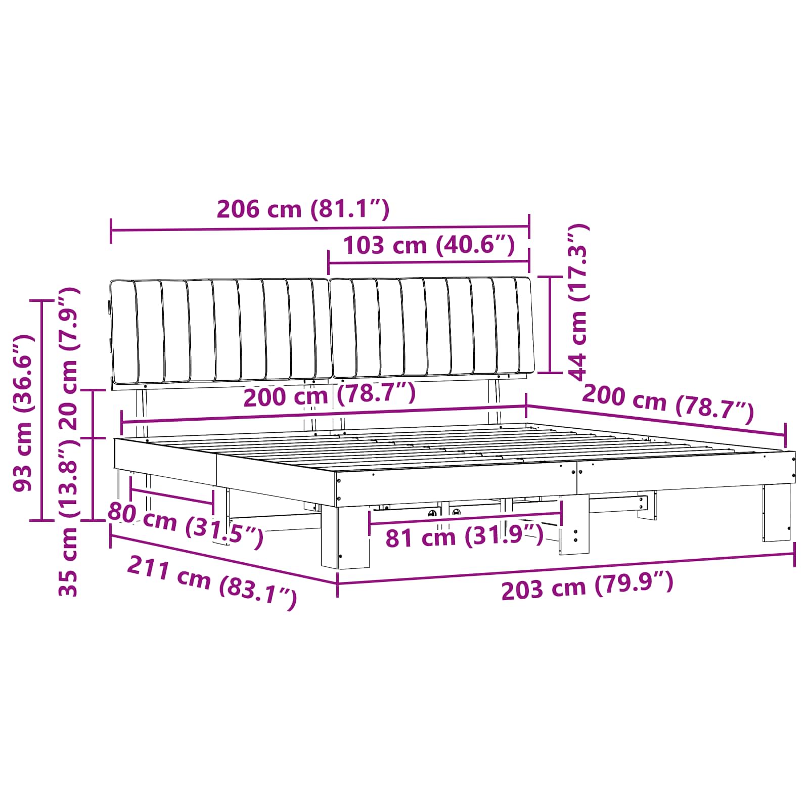 Bedframe met Gevoerd Hoofdgedeelte Lichtgrijs 200 x 200 cm is nu te koop bij PeponiXL, paradijselijk wonen!