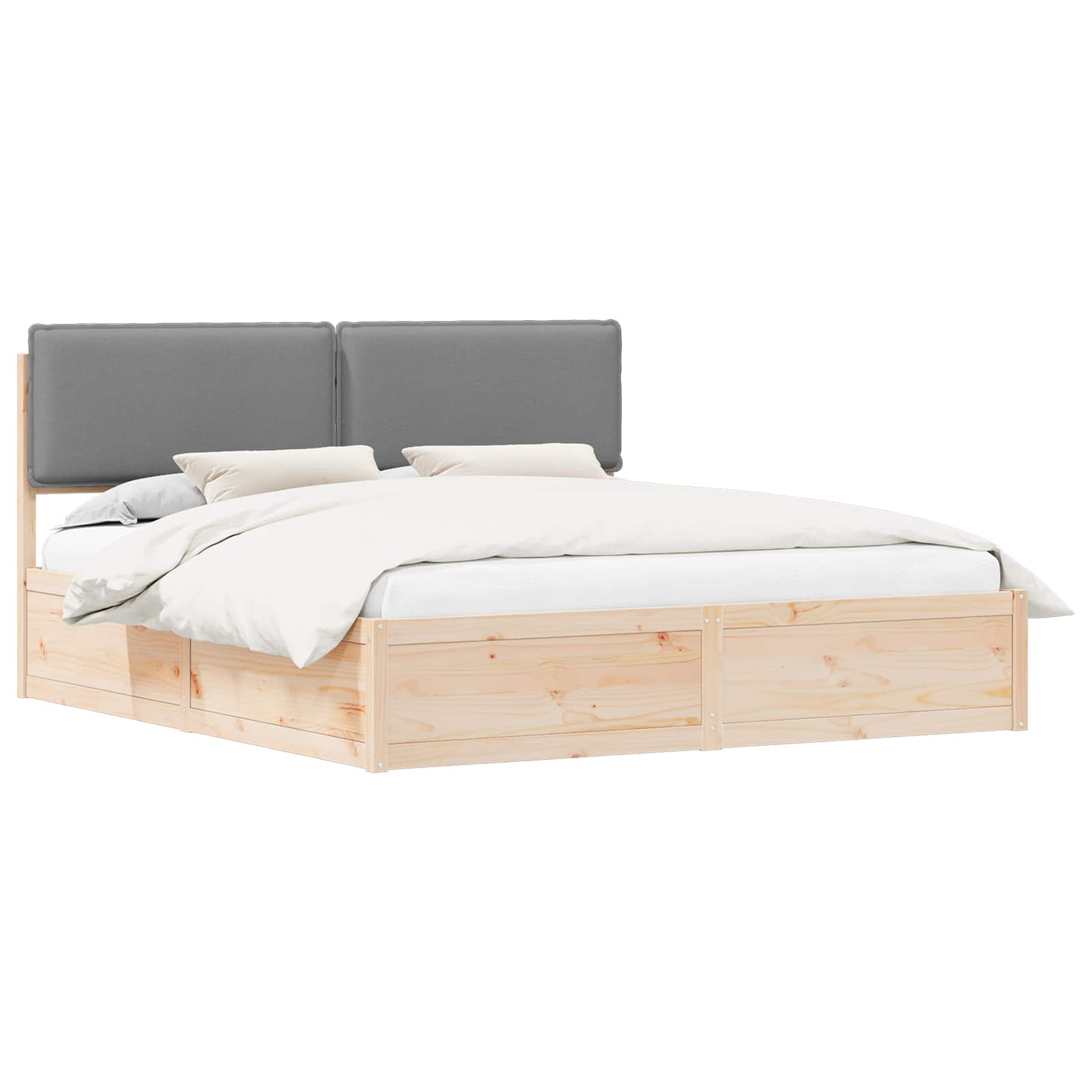 Bedframe met Gevoerd Hoofdgedeelte Lichtgrijs 200 x 200 cm is nu te koop bij PeponiXL, paradijselijk wonen!