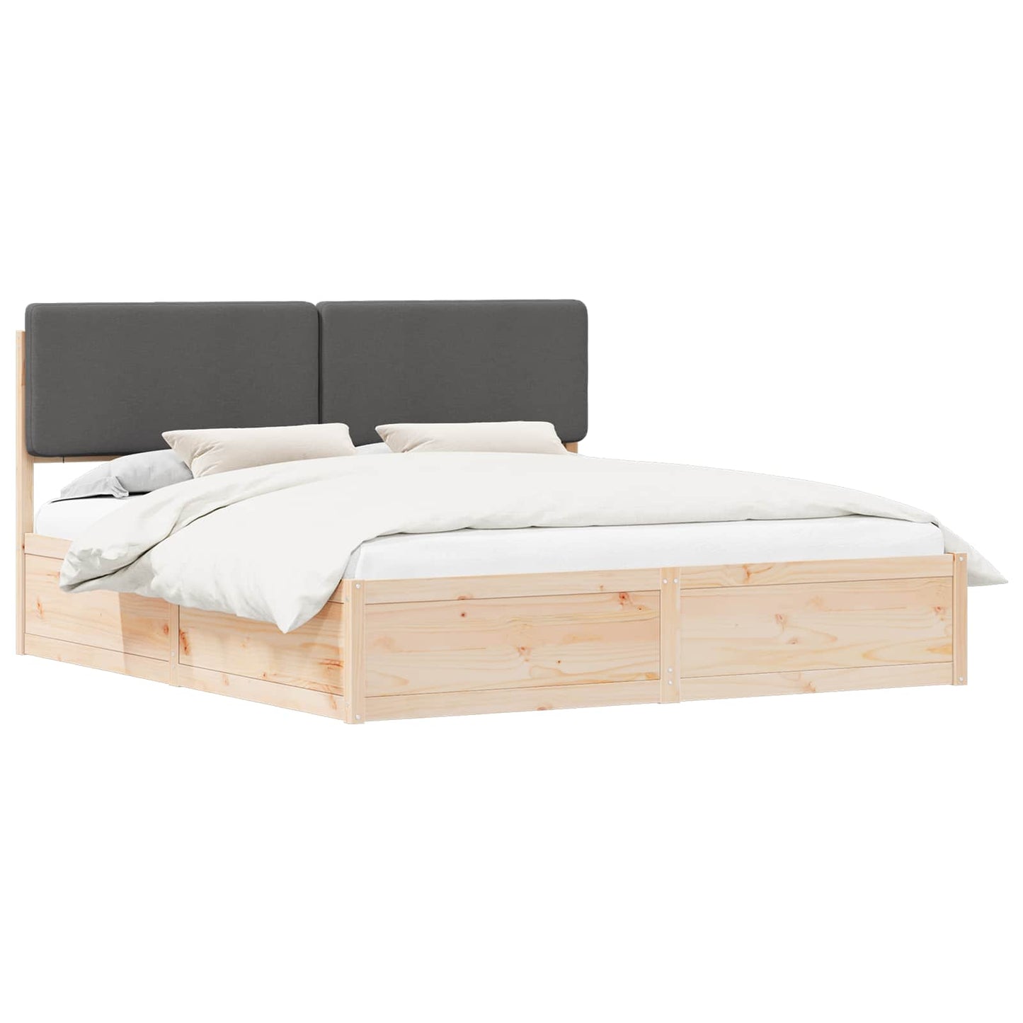 Bedframe met Gevoerd Hoofdgedeelte Donkergrijs 200 x 200 cm is nu te koop bij PeponiXL, paradijselijk wonen!