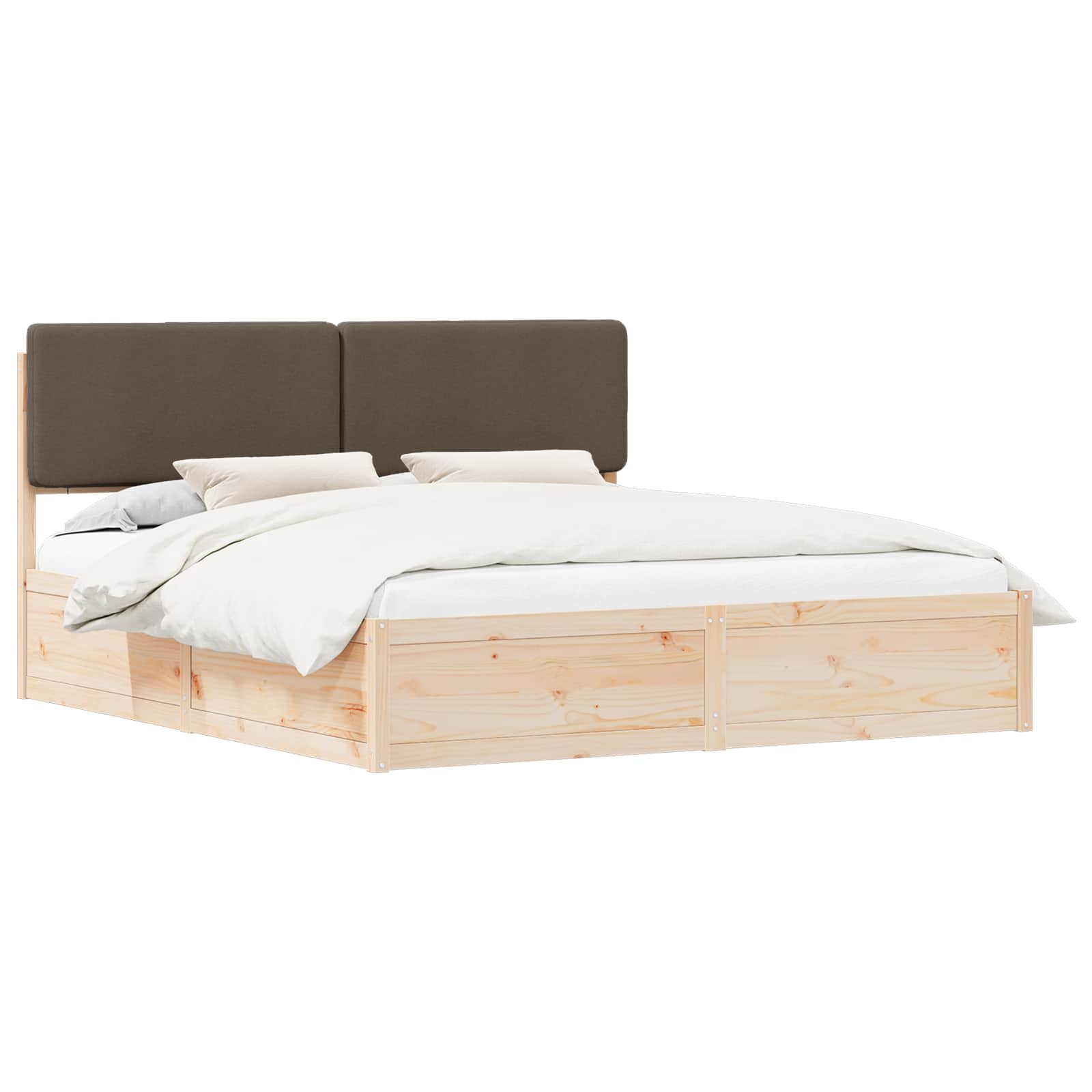 Bedframe met Gevoerd Hoofdgedeelte Taupe 200 x 200 cm is nu te koop bij PeponiXL, paradijselijk wonen!