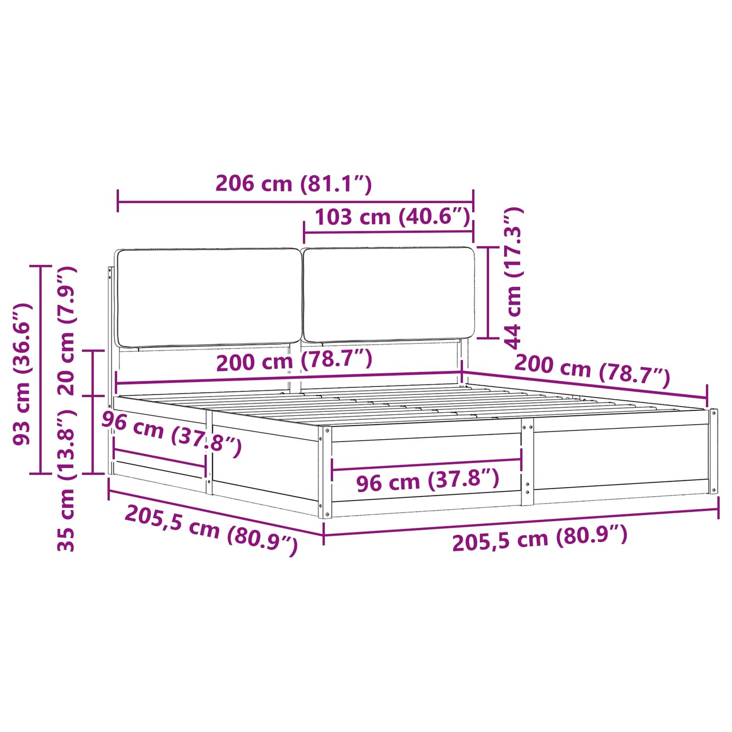 Bedframe met Gevoerd Hoofdgedeelte Taupe 200 x 200 cm is nu te koop bij PeponiXL, paradijselijk wonen!