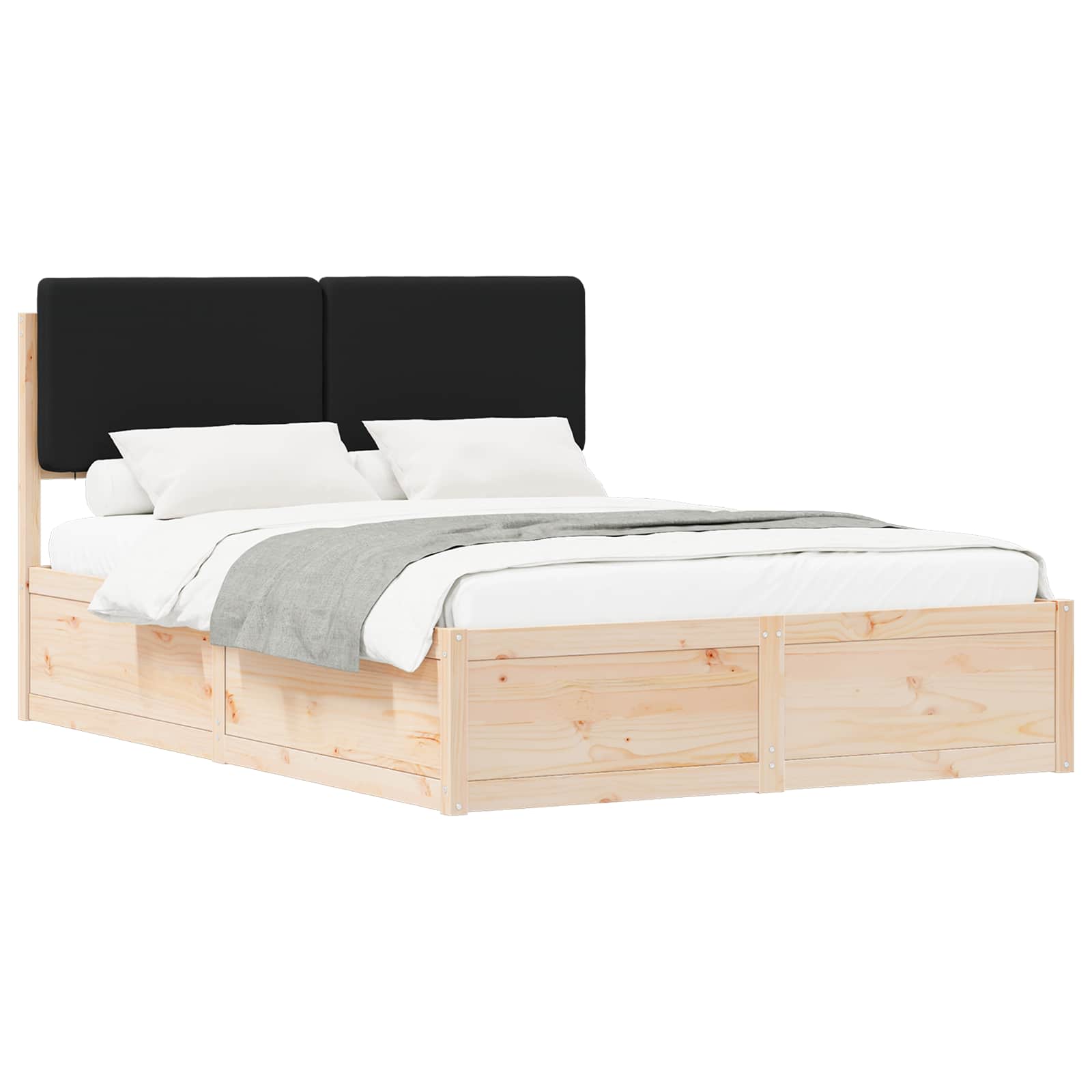 Bedframe met Gevoerd Hoofdgedeelte Zwart 160 x 200 cm is nu te koop bij PeponiXL, paradijselijk wonen!