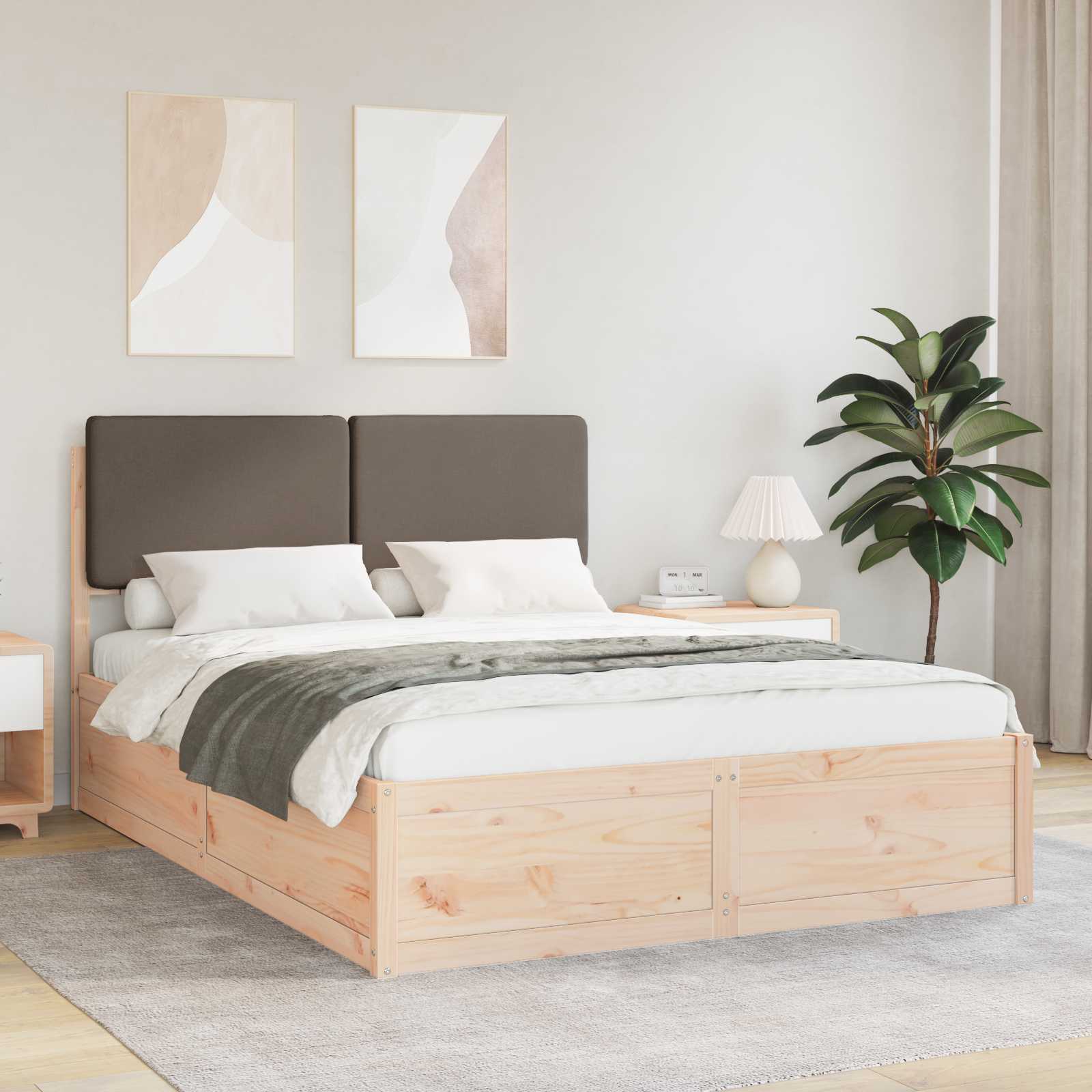 Bedframe met Gevoerd Hoofdgedeelte Taupe 160 x 200 cm is nu te koop bij PeponiXL, paradijselijk wonen!