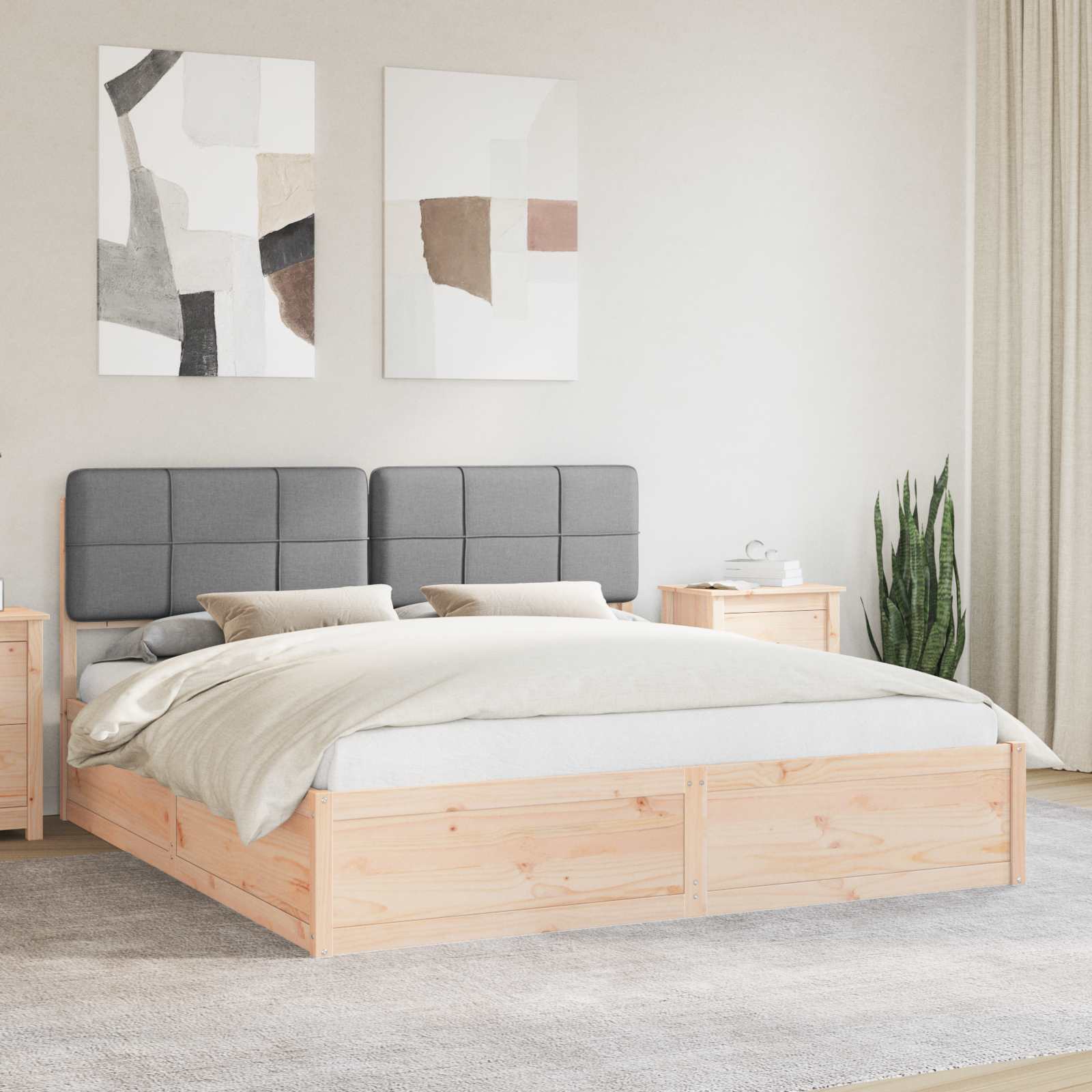 Bedframe met Gevoerd Hoofdgedeelte Lichtgrijs 200 x 200 cm is nu te koop bij PeponiXL, paradijselijk wonen!