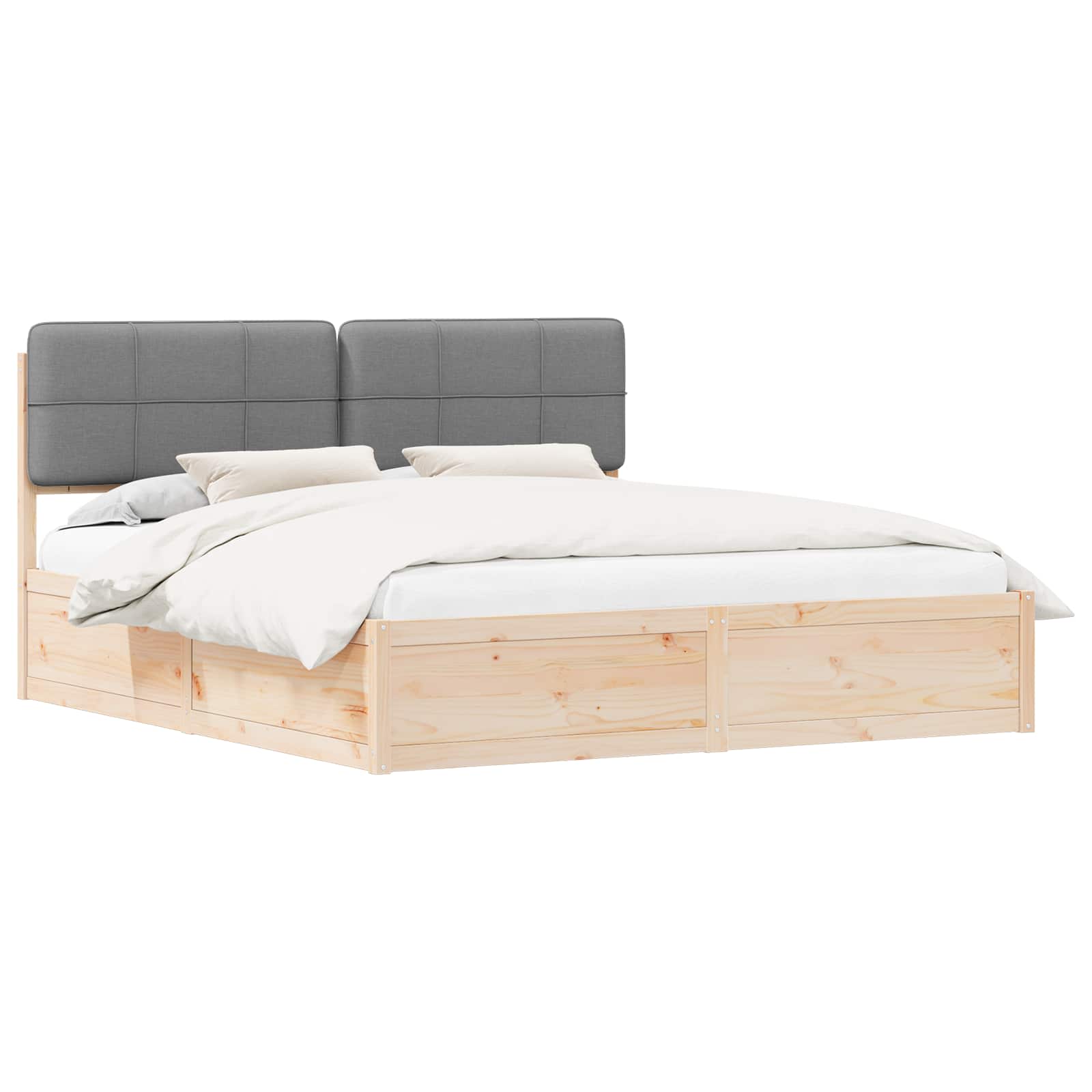 Bedframe met Gevoerd Hoofdgedeelte Lichtgrijs 200 x 200 cm is nu te koop bij PeponiXL, paradijselijk wonen!
