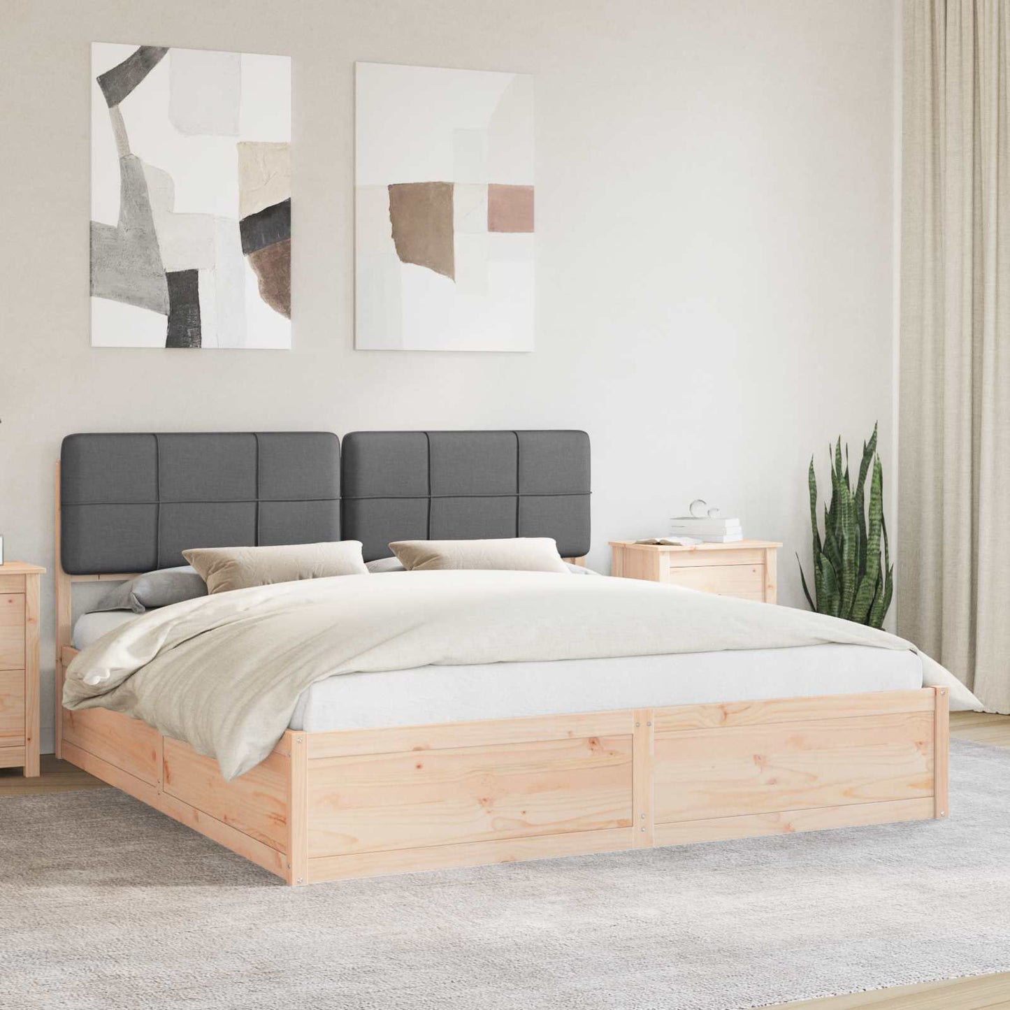 Bedframe met Gevoerd Hoofdgedeelte Donkergrijs 200 x 200 cm is nu te koop bij PeponiXL, paradijselijk wonen!