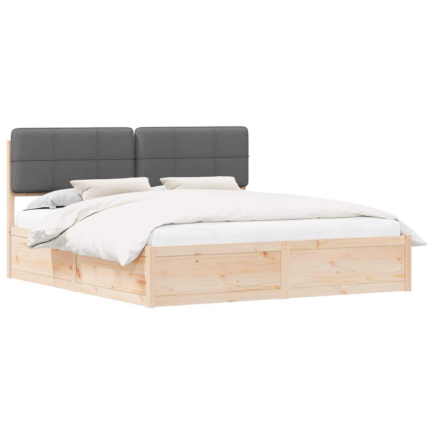 Bedframe met Gevoerd Hoofdgedeelte Donkergrijs 200 x 200 cm is nu te koop bij PeponiXL, paradijselijk wonen!