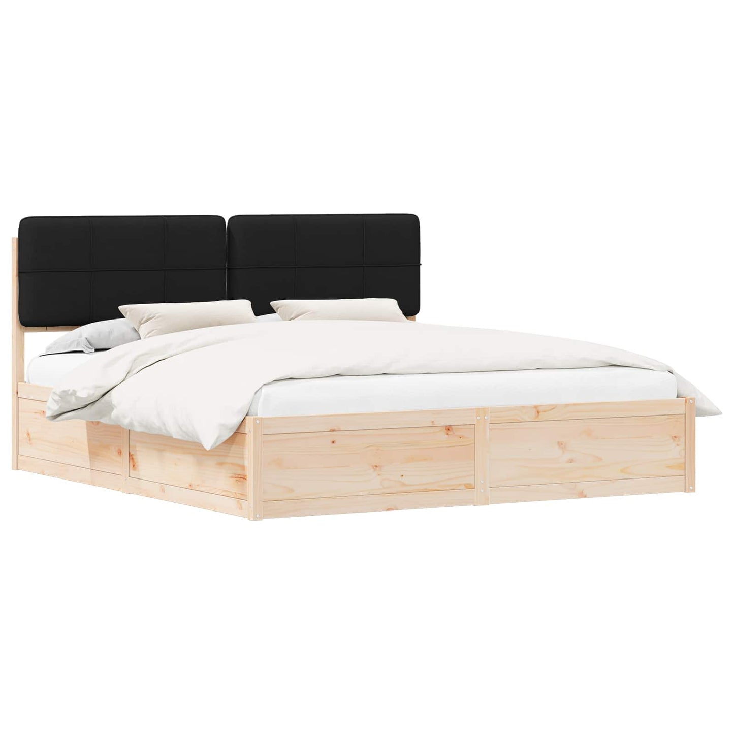 Bedframe met Gevoerd Hoofdgedeelte Zwart 200 x 200 cm is nu te koop bij PeponiXL, paradijselijk wonen!