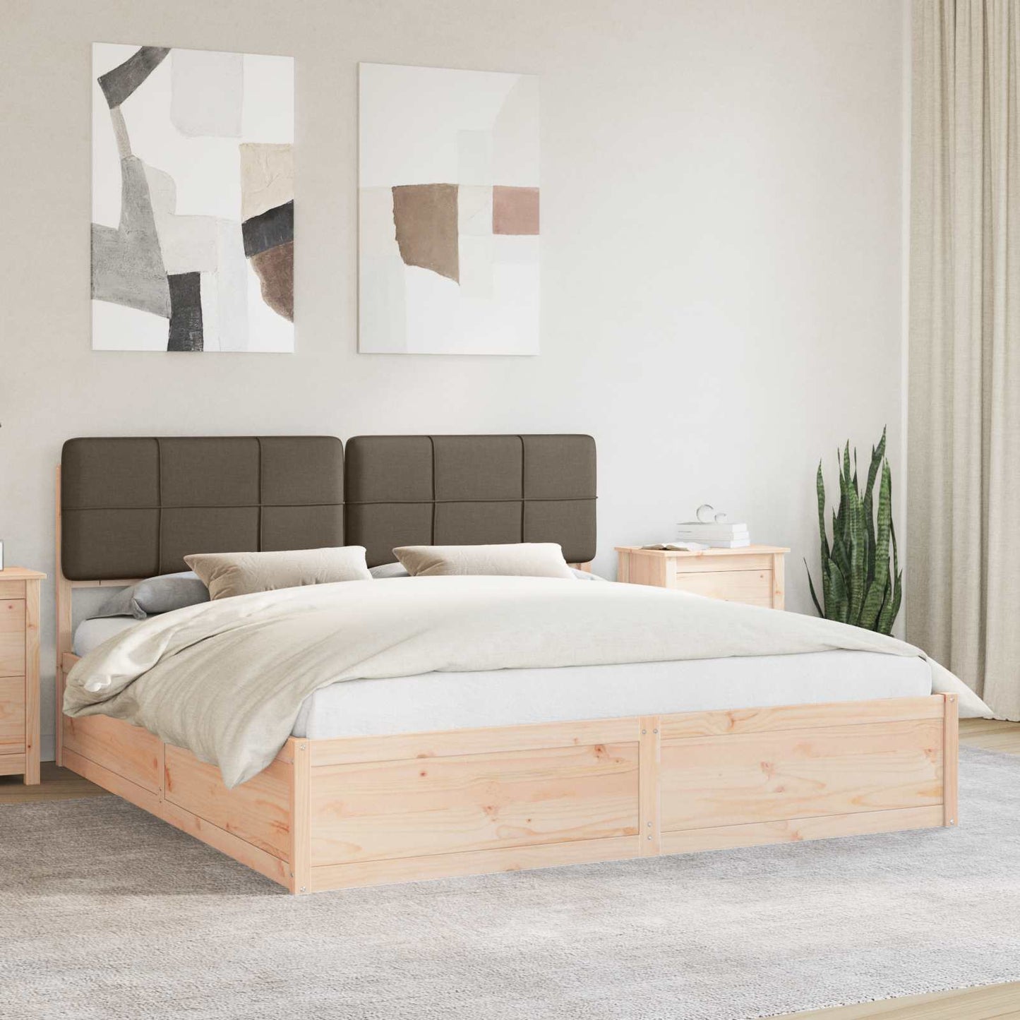 Bedframe met Gevoerd Hoofdgedeelte Taupe 200 x 200 cm is nu te koop bij PeponiXL, paradijselijk wonen!