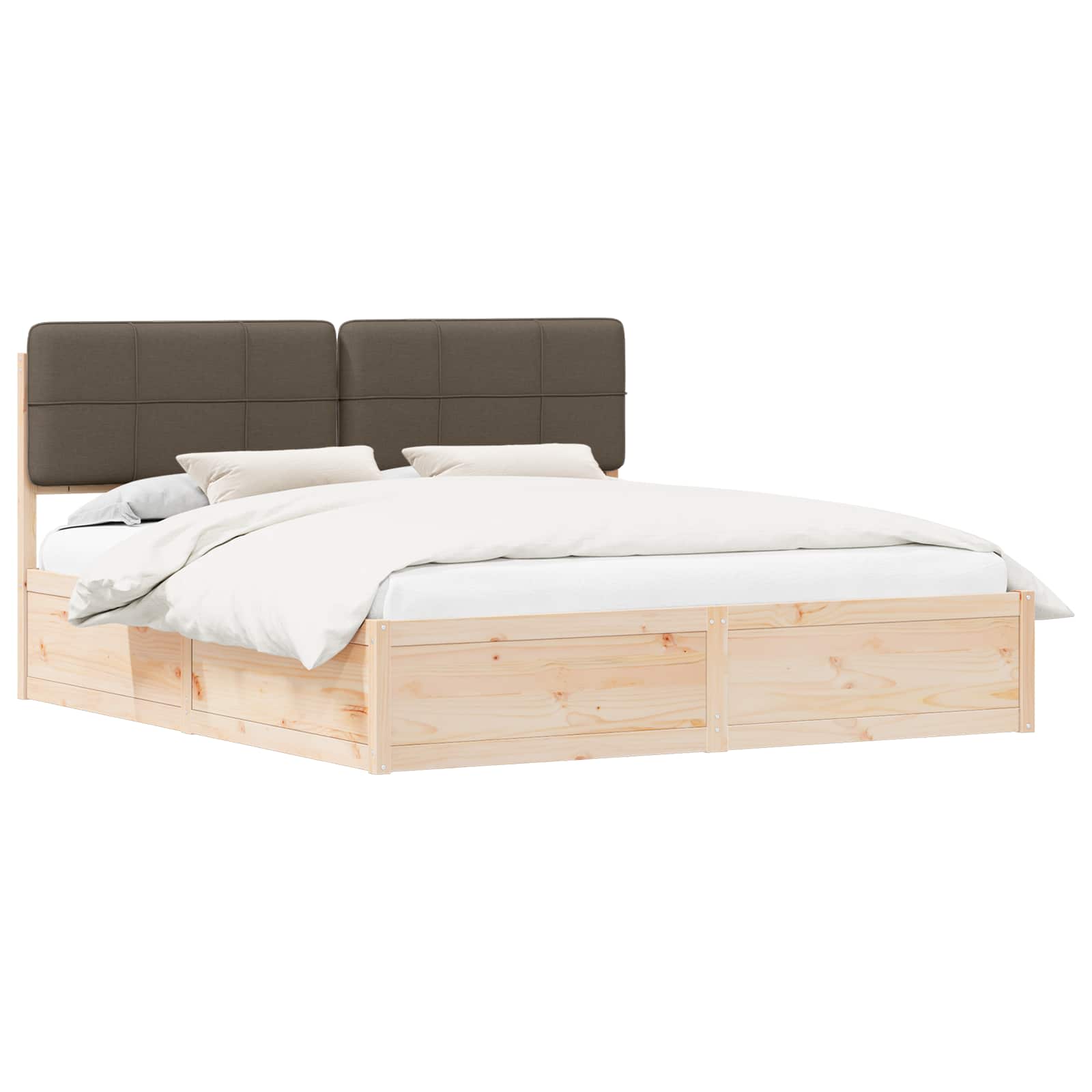 Bedframe met Gevoerd Hoofdgedeelte Taupe 200 x 200 cm is nu te koop bij PeponiXL, paradijselijk wonen!