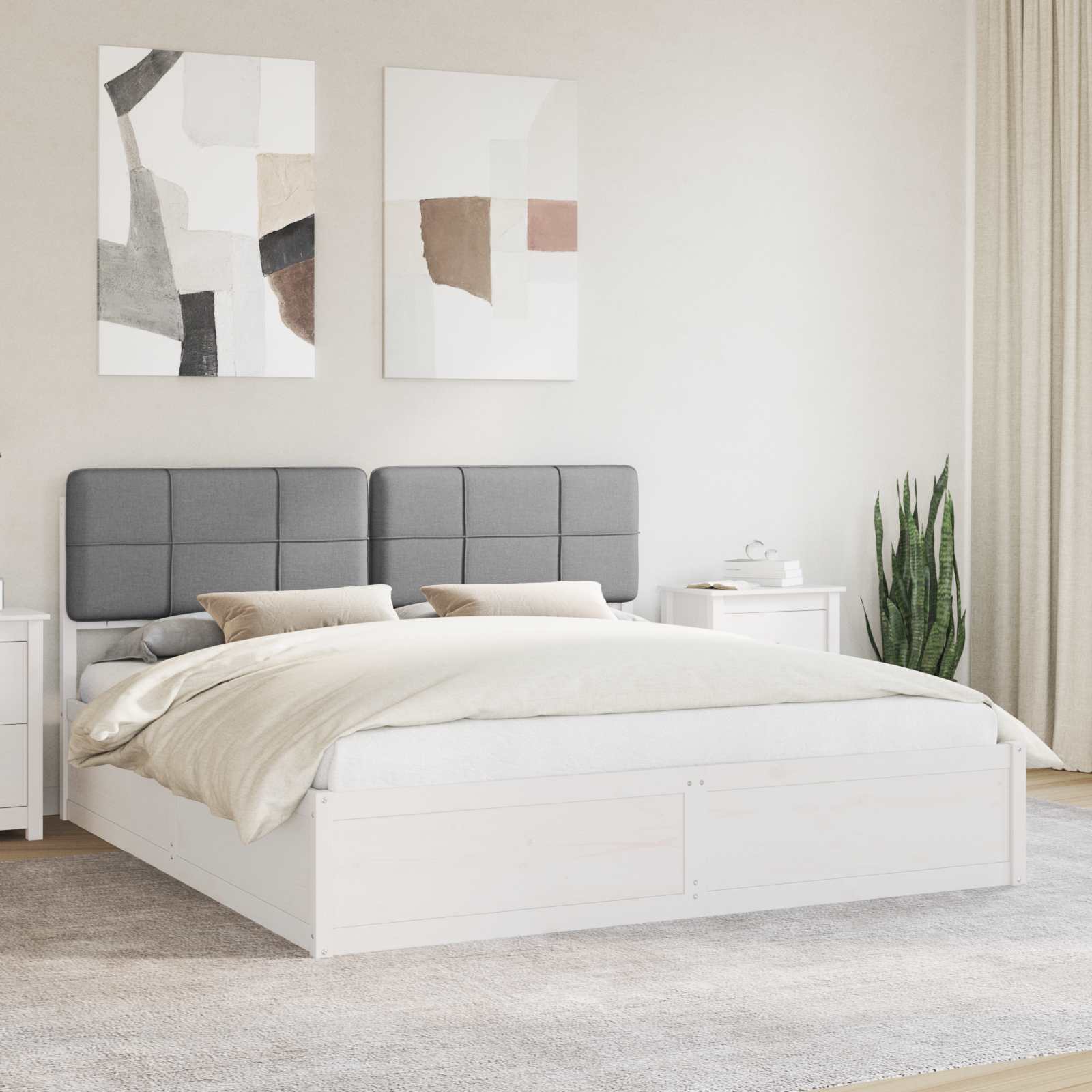 Bedframe met Gevoerd Hoofdgedeelte Lichtgrijs 200 x 200 cm is nu te koop bij PeponiXL, paradijselijk wonen!