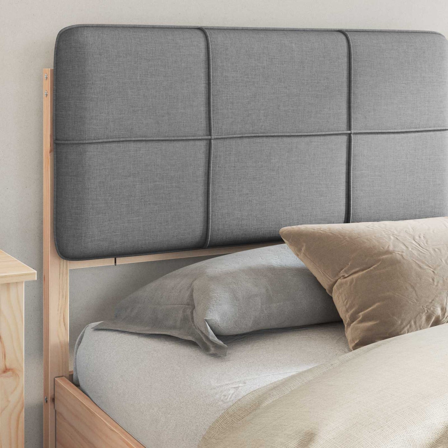 Bedframe met Gevoerd Hoofdgedeelte Lichtgrijs 180 x 200 cm is nu te koop bij PeponiXL, paradijselijk wonen!