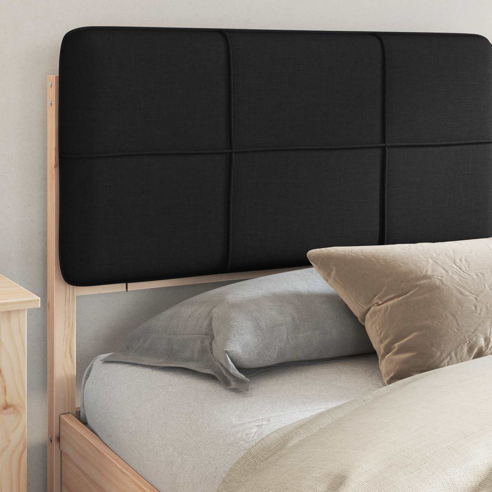 Bedframe met Gevoerd Hoofdgedeelte Zwart 180 x 200 cm is nu te koop bij PeponiXL, paradijselijk wonen!
