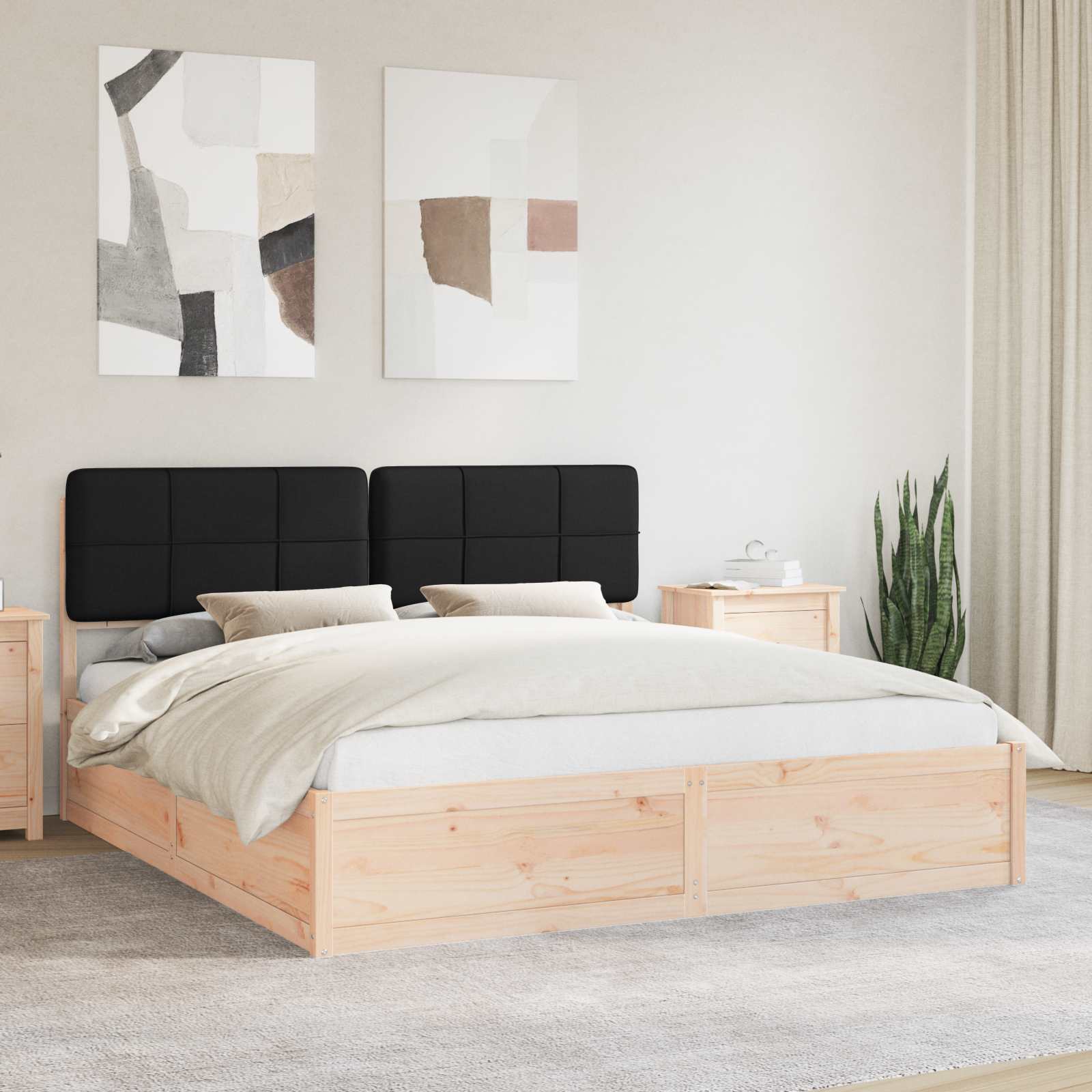 Bedframe met Gevoerd Hoofdgedeelte Zwart 180 x 200 cm is nu te koop bij PeponiXL, paradijselijk wonen!