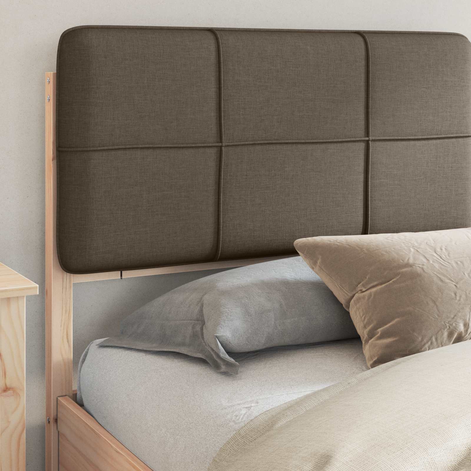Bedframe met Gevoerd Hoofdgedeelte Taupe 180 x 200 cm is nu te koop bij PeponiXL, paradijselijk wonen!