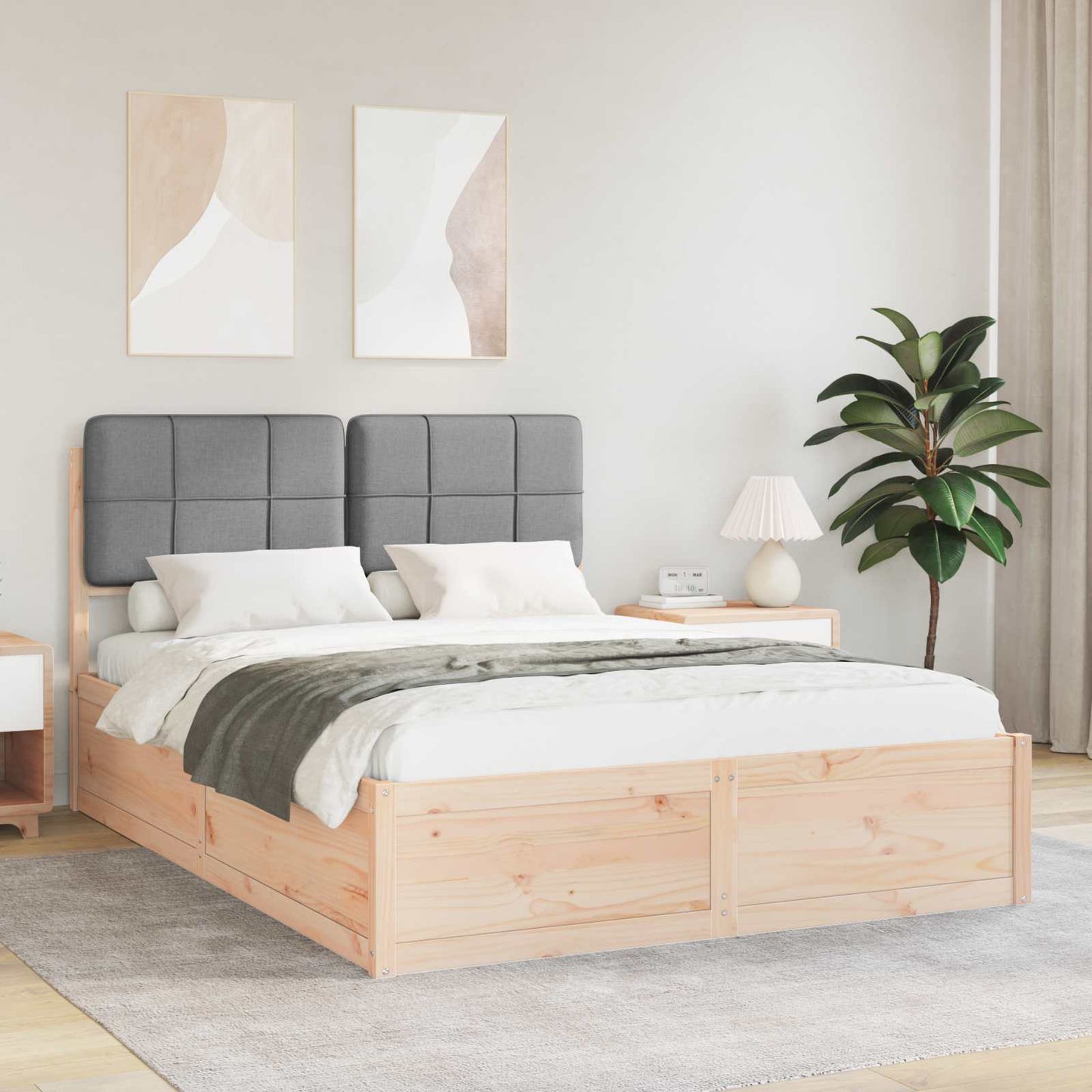 Bedframe met Gevoerd Hoofdgedeelte Lichtgrijs 160 x 200 cm is nu te koop bij PeponiXL, paradijselijk wonen!
