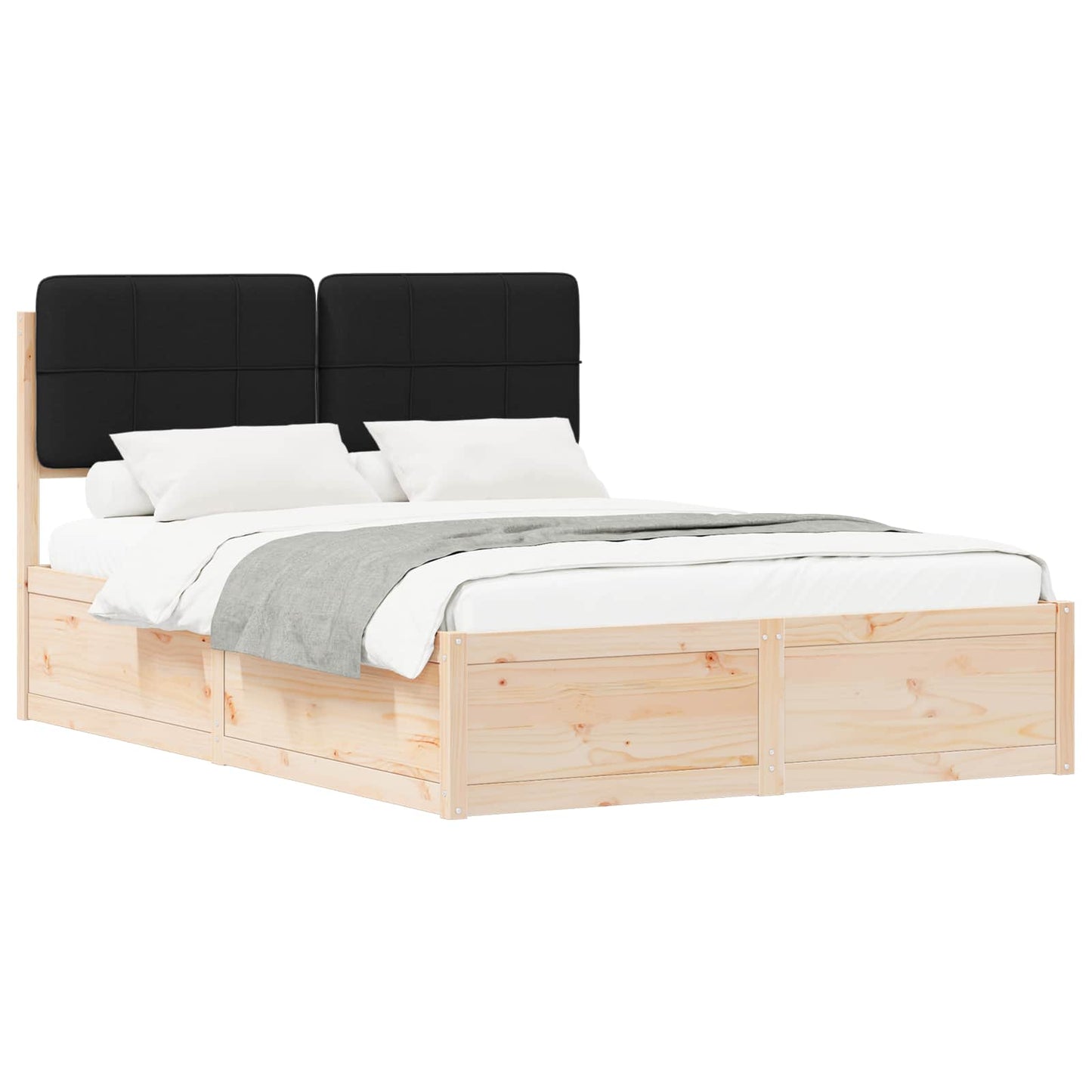 Bedframe met Gevoerd Hoofdgedeelte Zwart 160 x 200 cm is nu te koop bij PeponiXL, paradijselijk wonen!