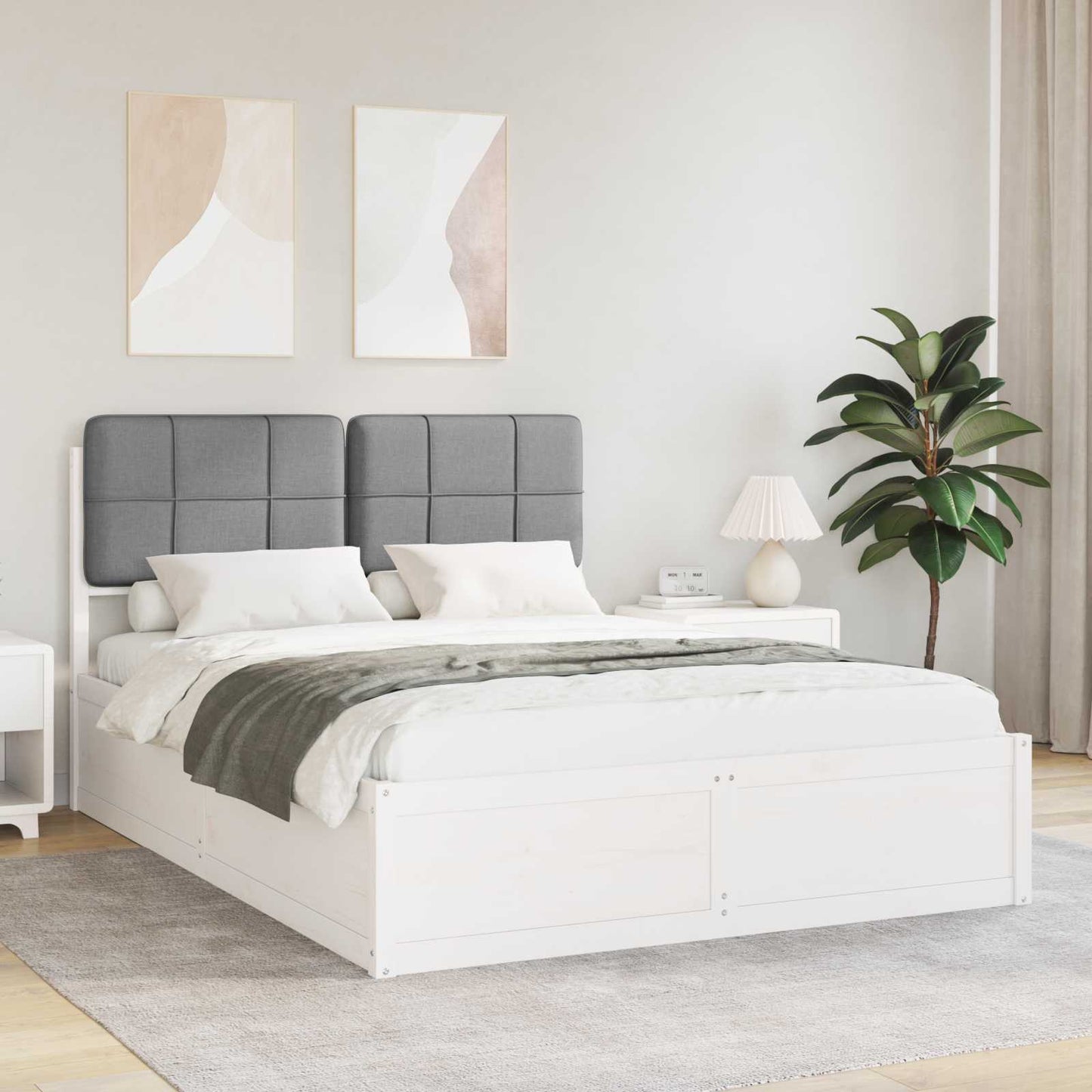 Bedframe met Gevoerd Hoofdgedeelte Lichtgrijs 160 x 200 cm is nu te koop bij PeponiXL, paradijselijk wonen!