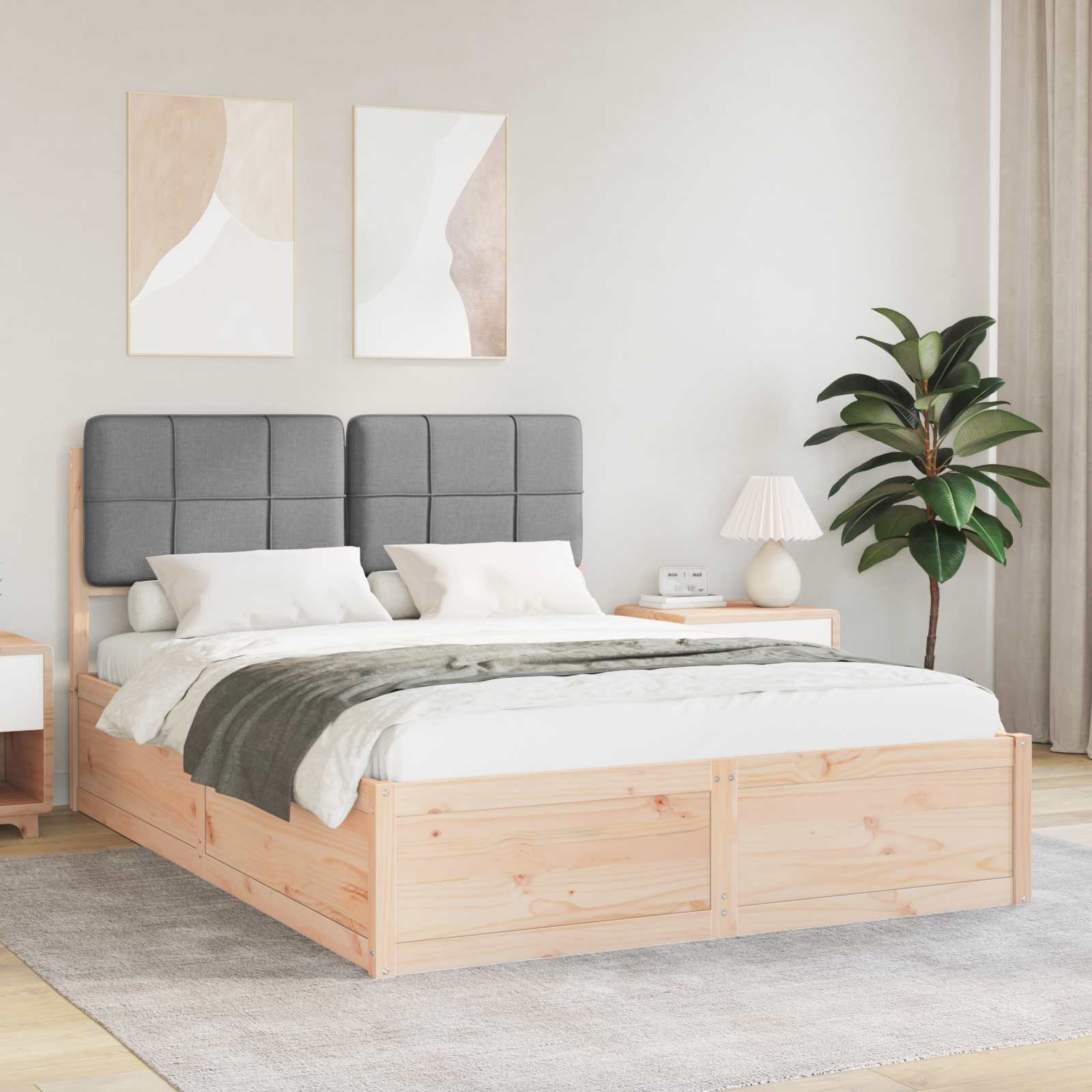 Bedframe met Gevoerd Hoofdgedeelte Lichtgrijs 150 x 200 cm is nu te koop bij PeponiXL, paradijselijk wonen!
