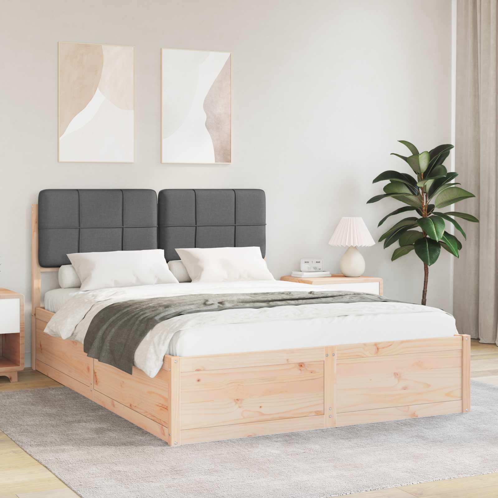 Bedframe met Gevoerd Hoofdgedeelte Donkergrijs 150 x 200 cm is nu te koop bij PeponiXL, paradijselijk wonen!