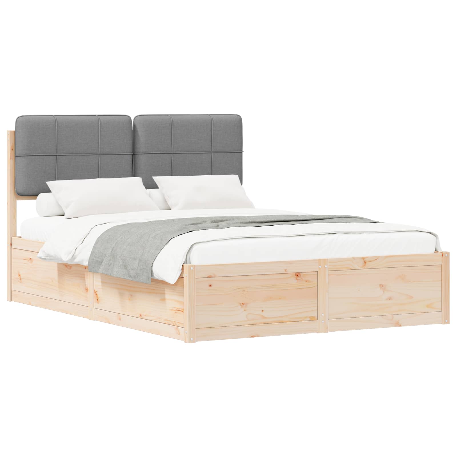 Bedframe met Gevoerd Hoofdgedeelte Lichtgrijs 140 x 200 cm is nu te koop bij PeponiXL, paradijselijk wonen!