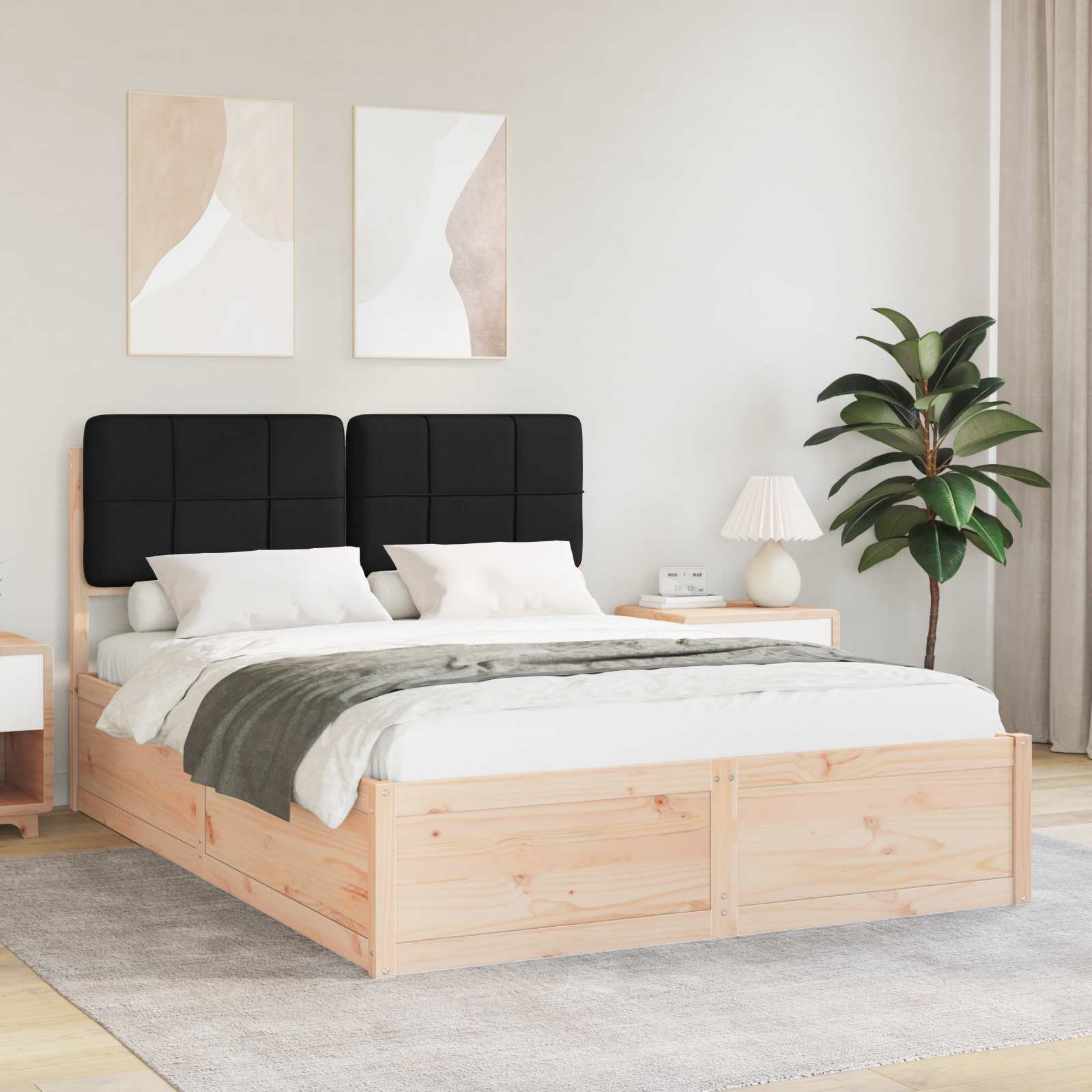 Bedframe met Gevoerd Hoofdgedeelte Zwart 140 x 200 cm is nu te koop bij PeponiXL, paradijselijk wonen!