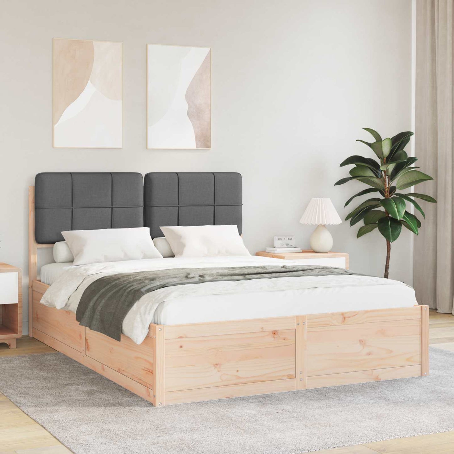 Bedframe met Gevoerd Hoofdgedeelte Donkergrijs 140 x 190 cm is nu te koop bij PeponiXL, paradijselijk wonen!