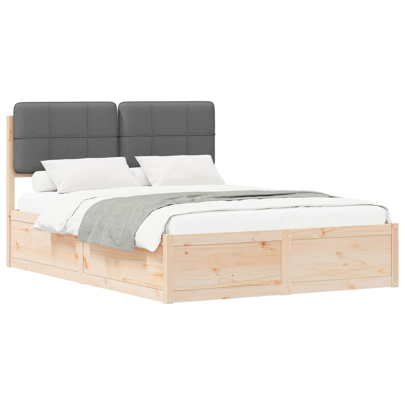 Bedframe met Gevoerd Hoofdgedeelte Donkergrijs 135 x 190 cm is nu te koop bij PeponiXL, paradijselijk wonen!