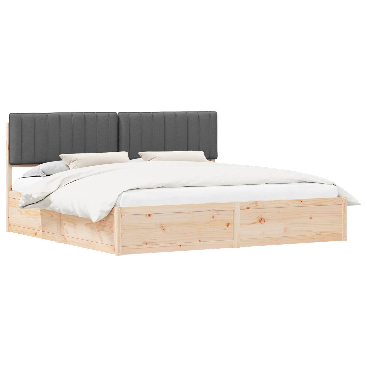 Bedframe met Gevoerd Hoofdgedeelte Donkergrijs 200 x 200 cm is nu te koop bij PeponiXL, paradijselijk wonen!