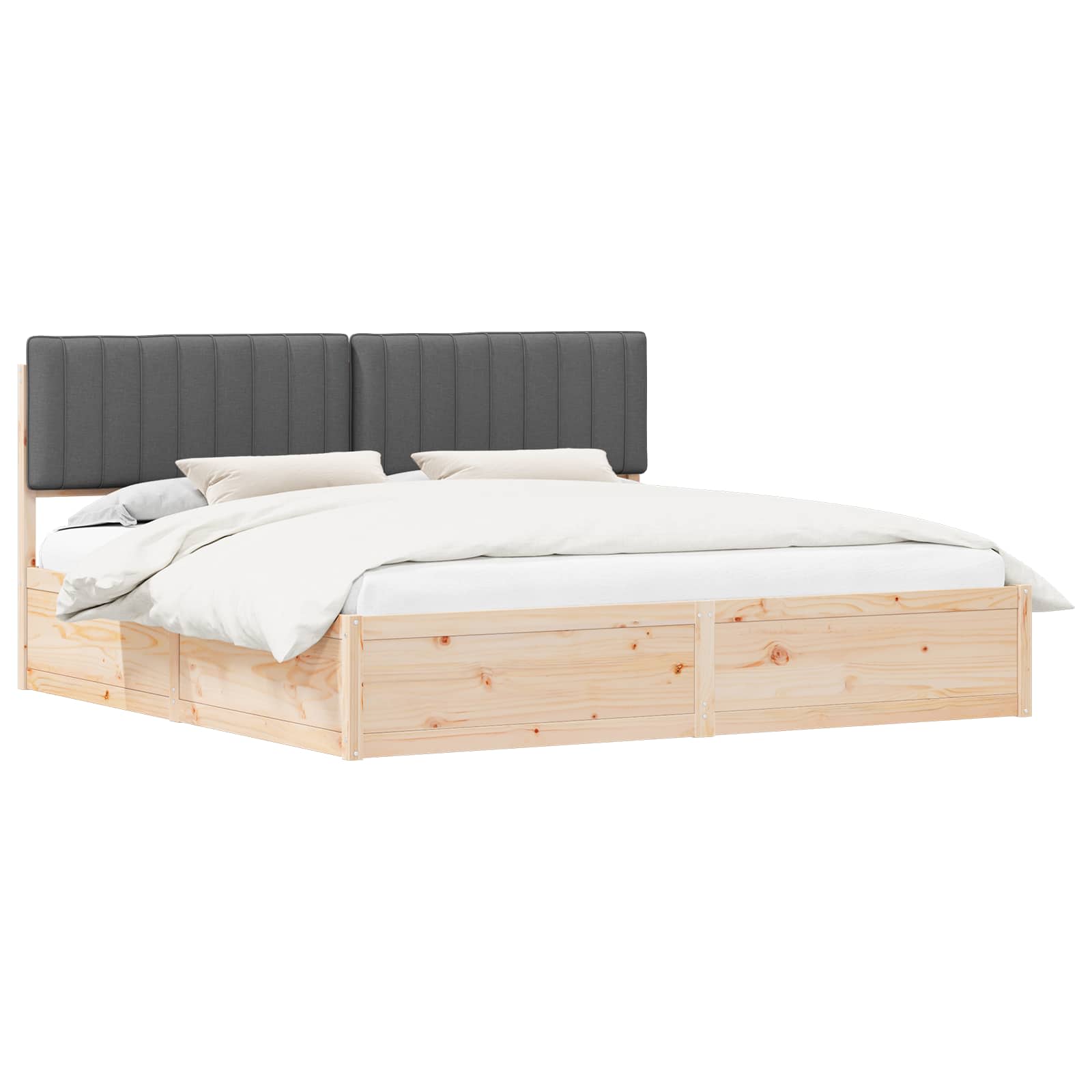 Bedframe met Gevoerd Hoofdgedeelte Donkergrijs 200 x 200 cm is nu te koop bij PeponiXL, paradijselijk wonen!