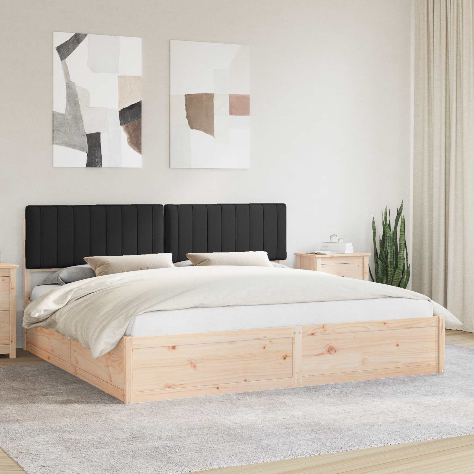 Bedframe met Gevoerd Hoofdgedeelte Zwart 200 x 200 cm is nu te koop bij PeponiXL, paradijselijk wonen!