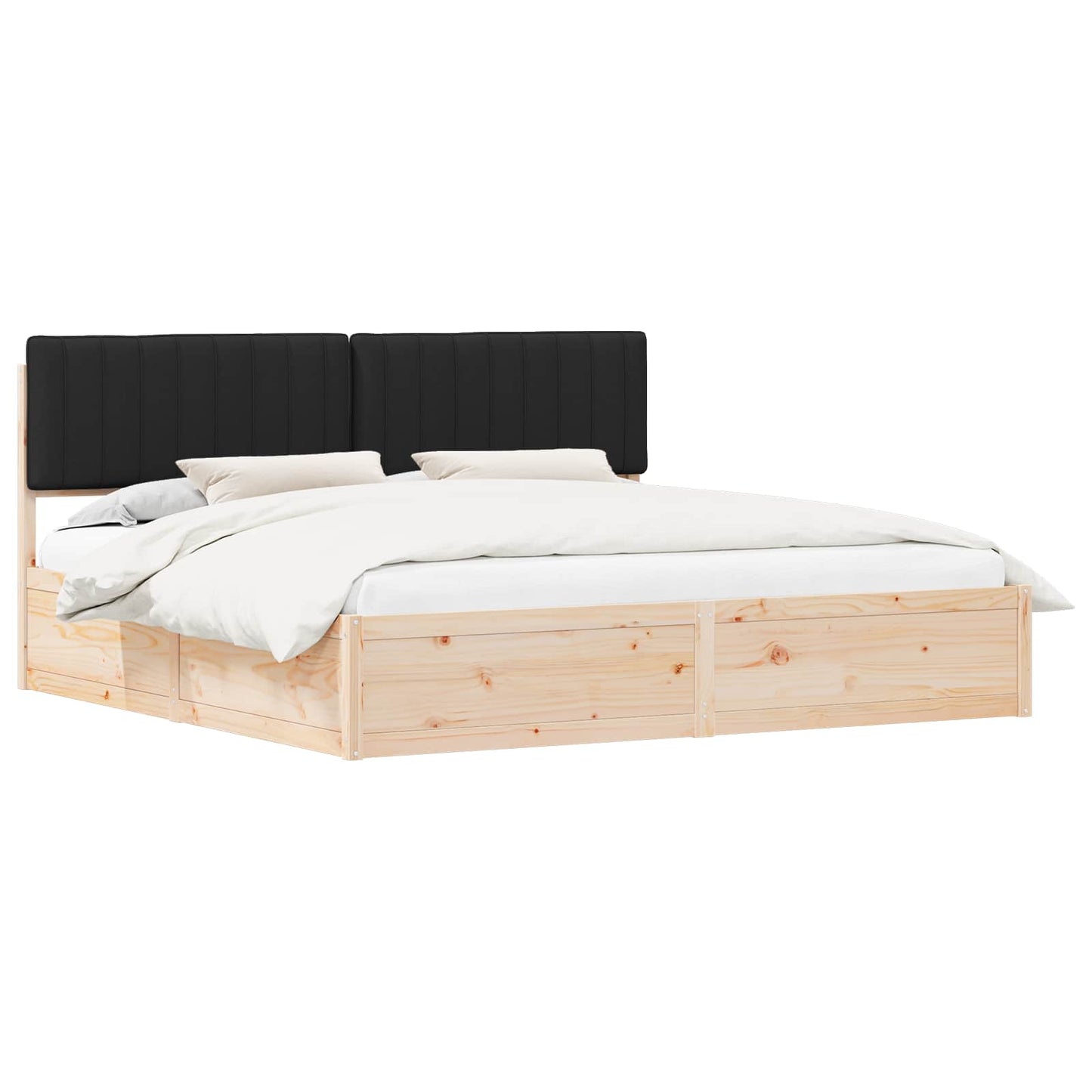 Bedframe met Gevoerd Hoofdgedeelte Zwart 200 x 200 cm is nu te koop bij PeponiXL, paradijselijk wonen!