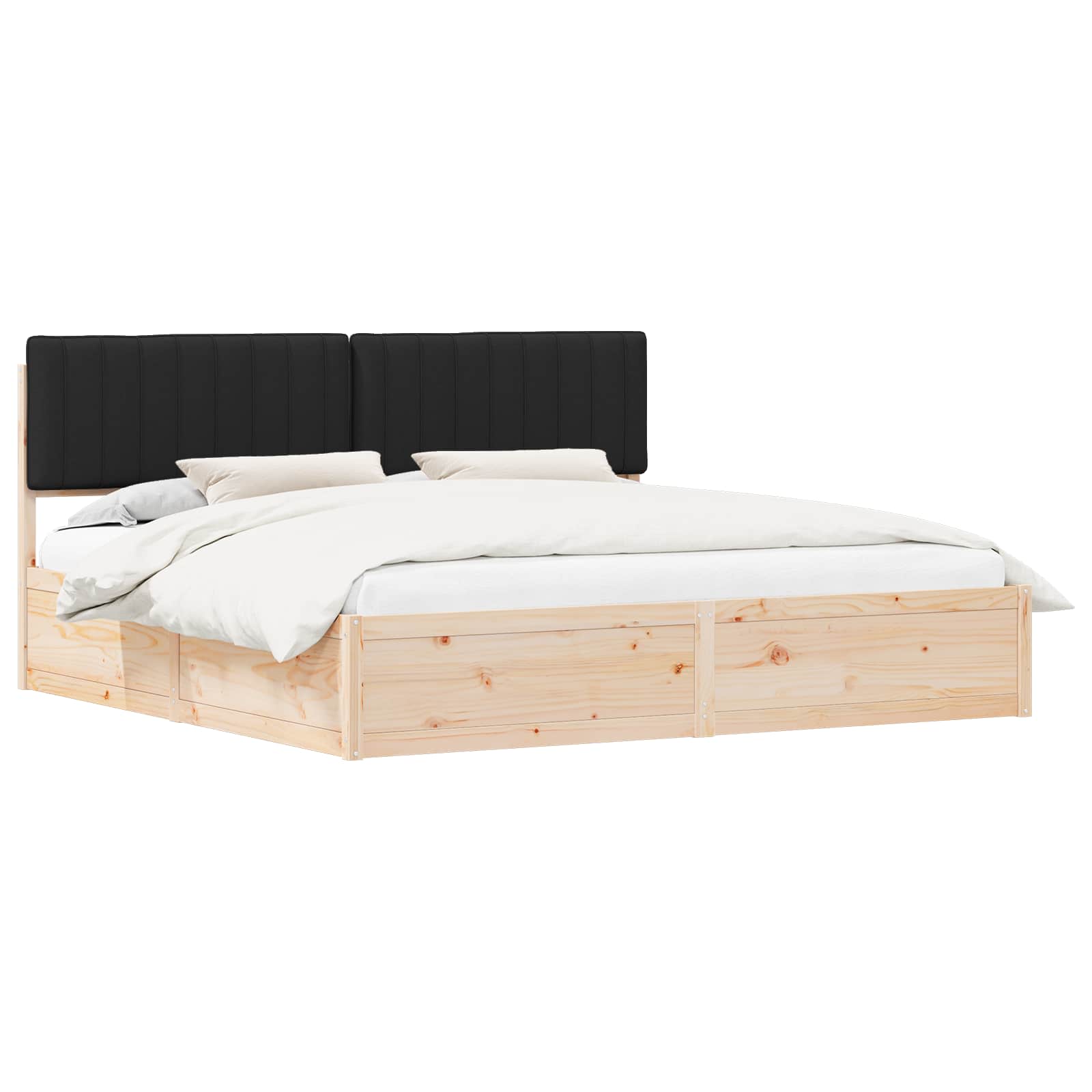 Bedframe met Gevoerd Hoofdgedeelte Zwart 200 x 200 cm is nu te koop bij PeponiXL, paradijselijk wonen!