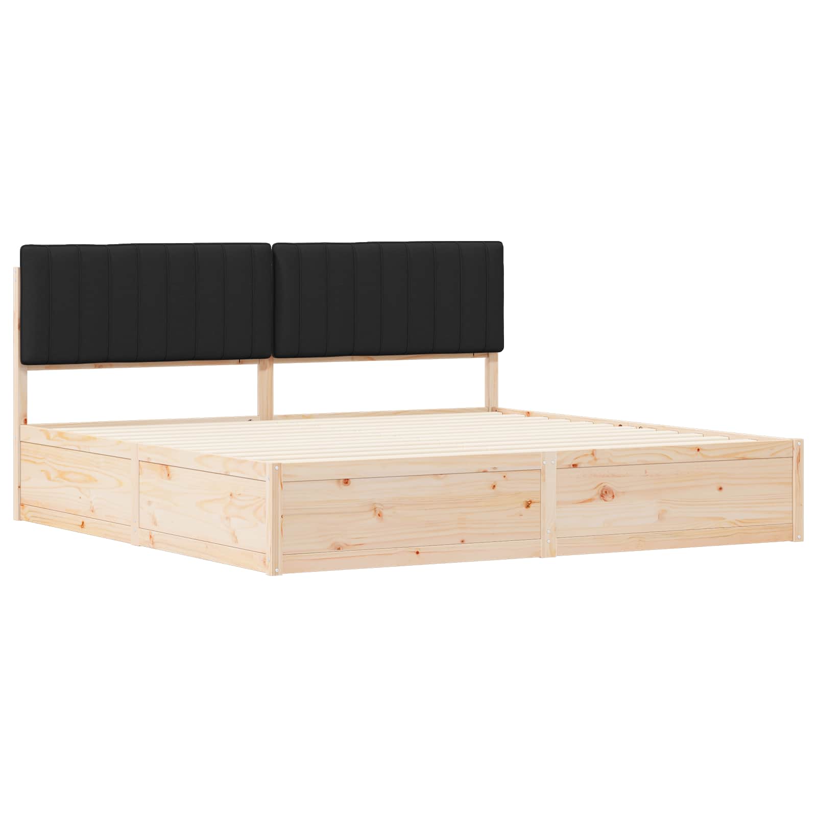 Bedframe met Gevoerd Hoofdgedeelte Zwart 200 x 200 cm is nu te koop bij PeponiXL, paradijselijk wonen!