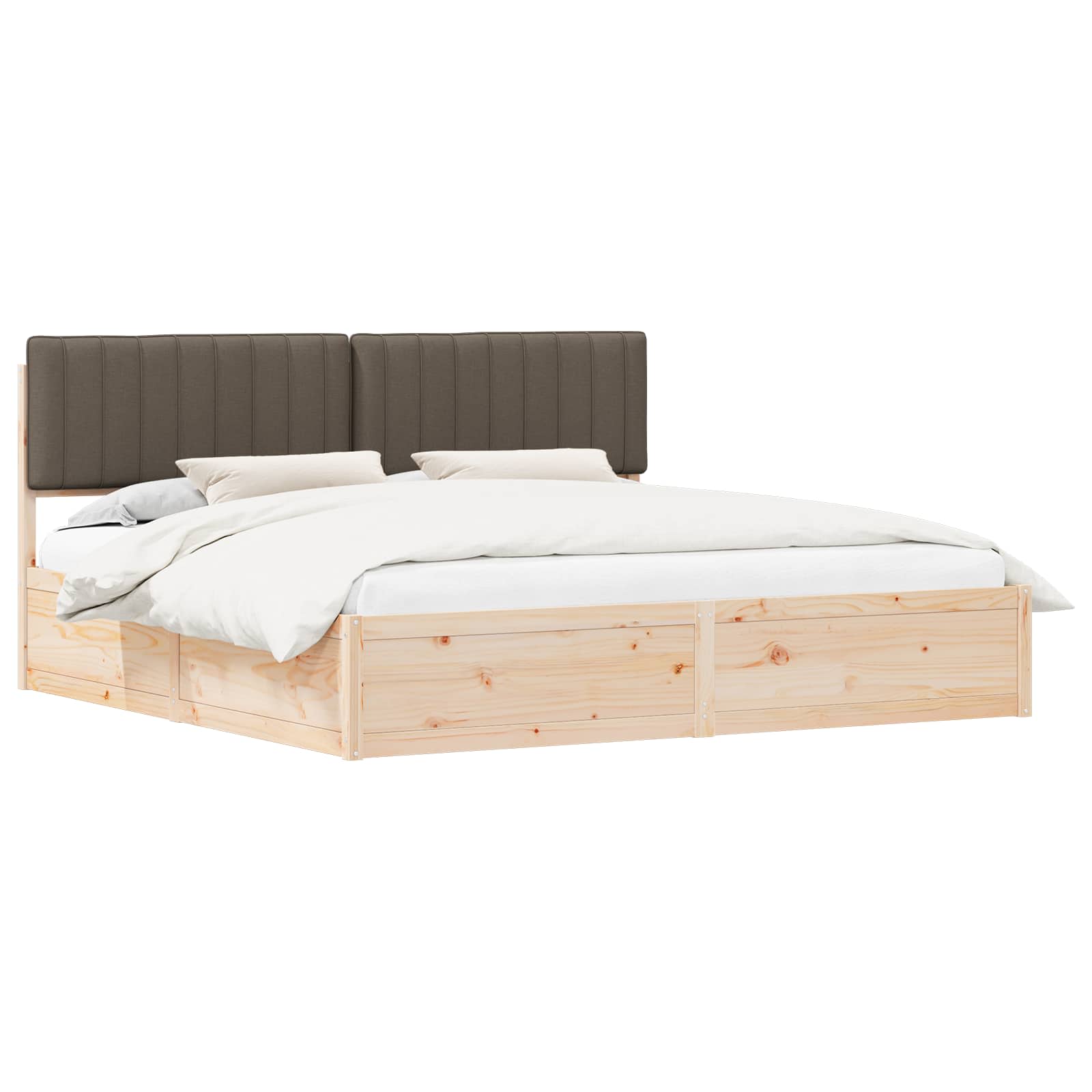 Bedframe met Gevoerd Hoofdgedeelte Taupe 200 x 200 cm is nu te koop bij PeponiXL, paradijselijk wonen!