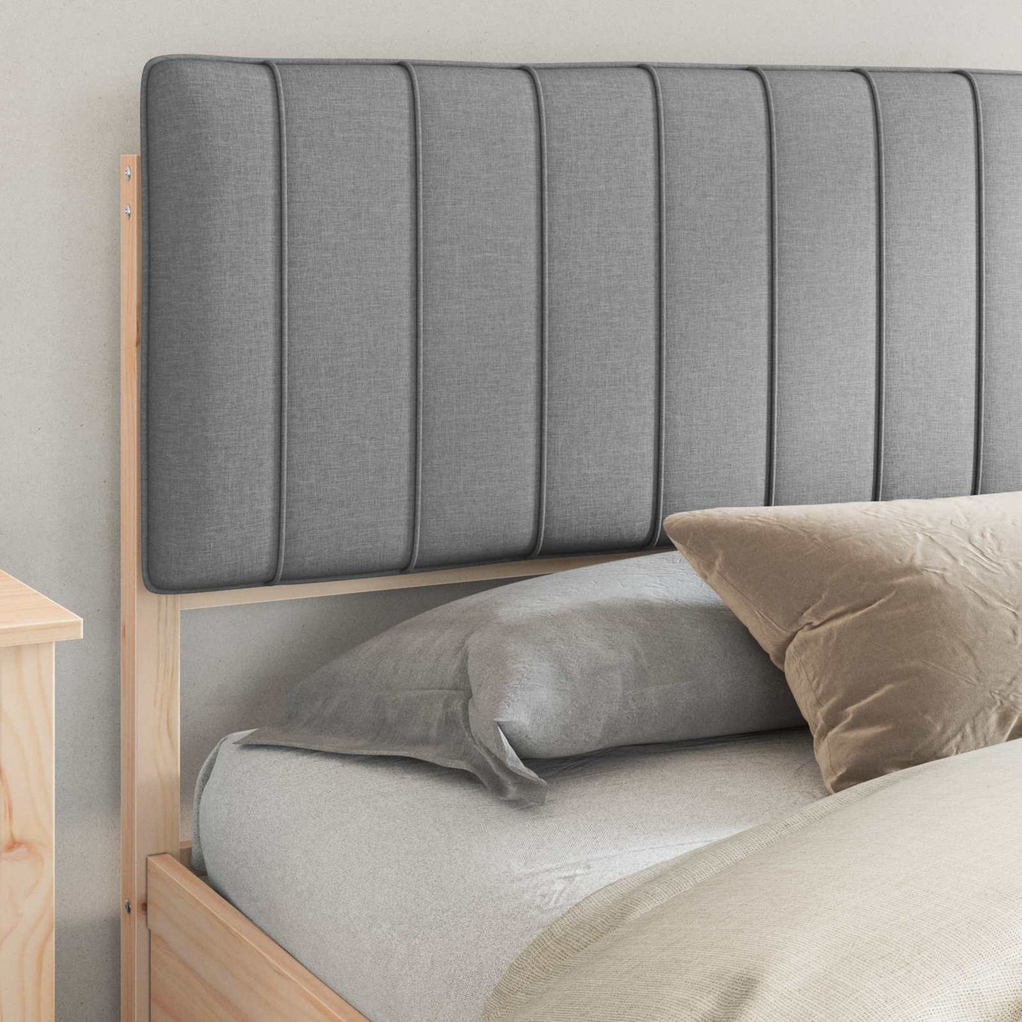 Bedframe met Gevoerd Hoofdgedeelte Lichtgrijs 180 x 200 cm is nu te koop bij PeponiXL, paradijselijk wonen!