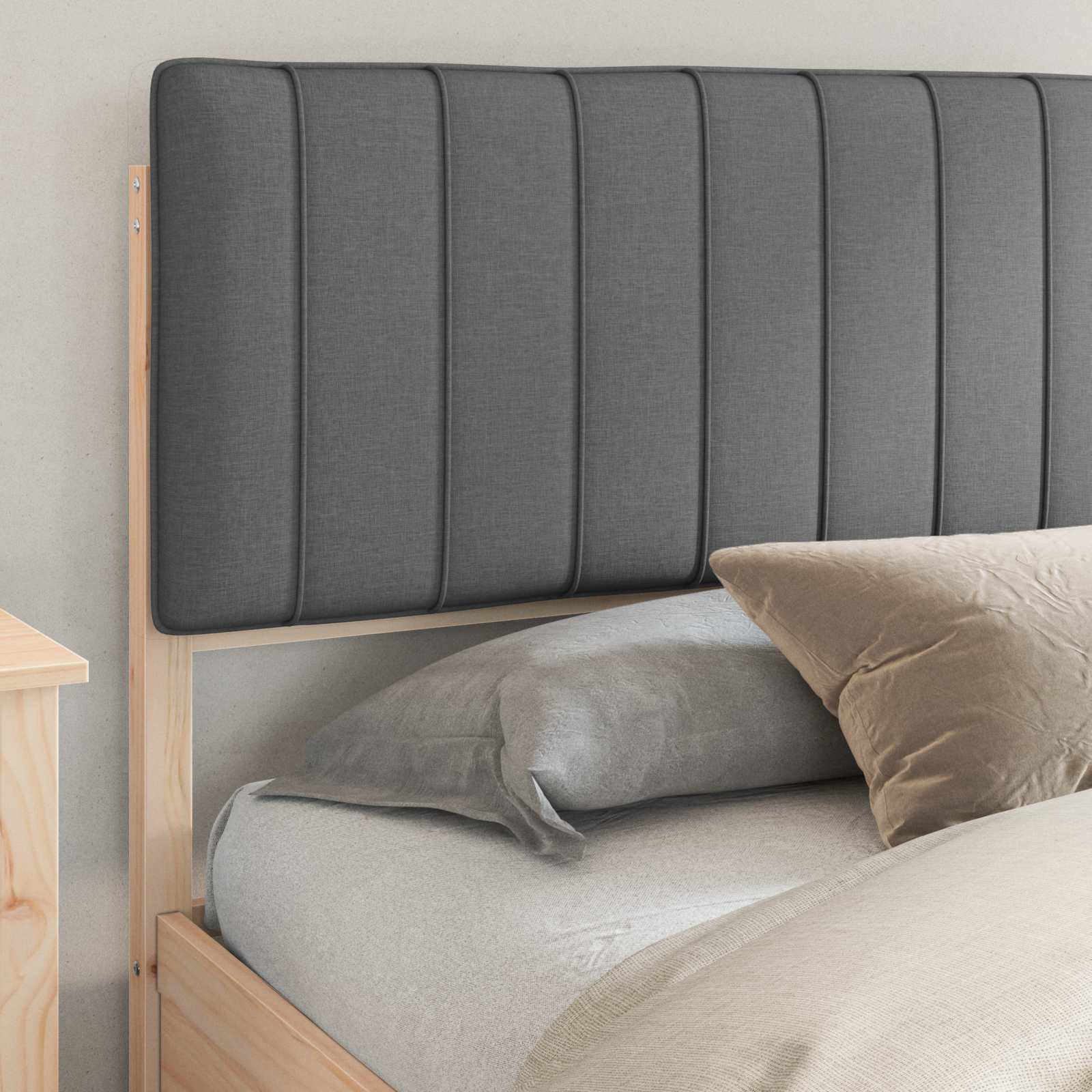 Bedframe met Gevoerd Hoofdgedeelte Donkergrijs 180 x 200 cm is nu te koop bij PeponiXL, paradijselijk wonen!